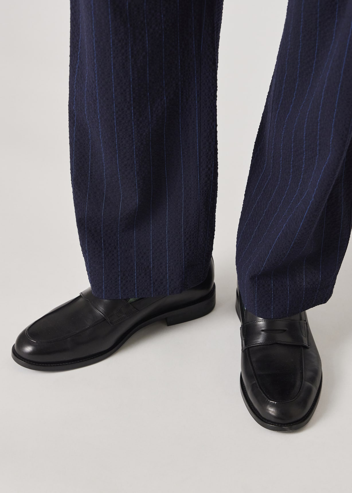 Model view - Black Leather 'Pierce' Loafers