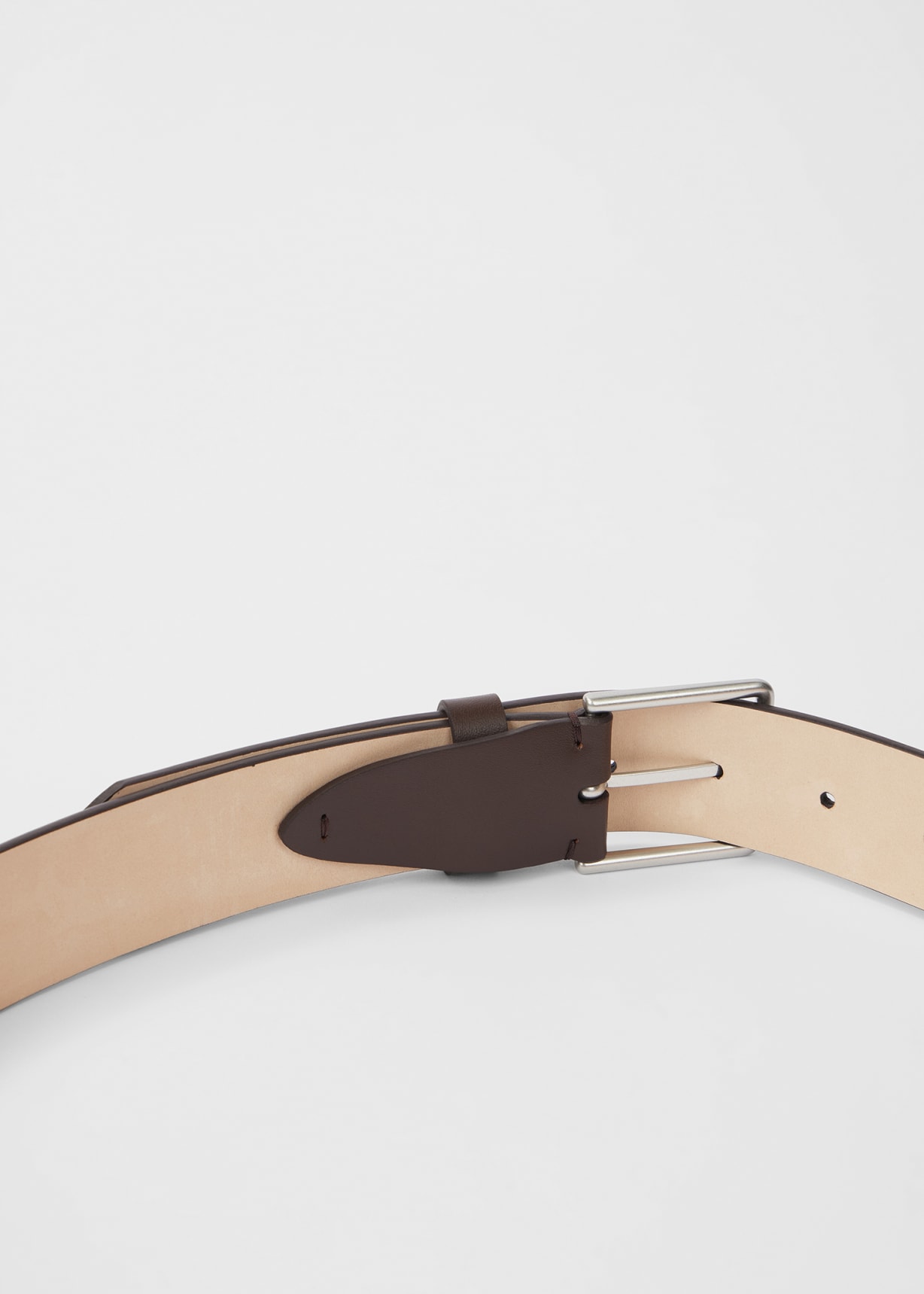 Product view - Brown Leather 'Artist Stripe' Stitch Belt Paul Smith