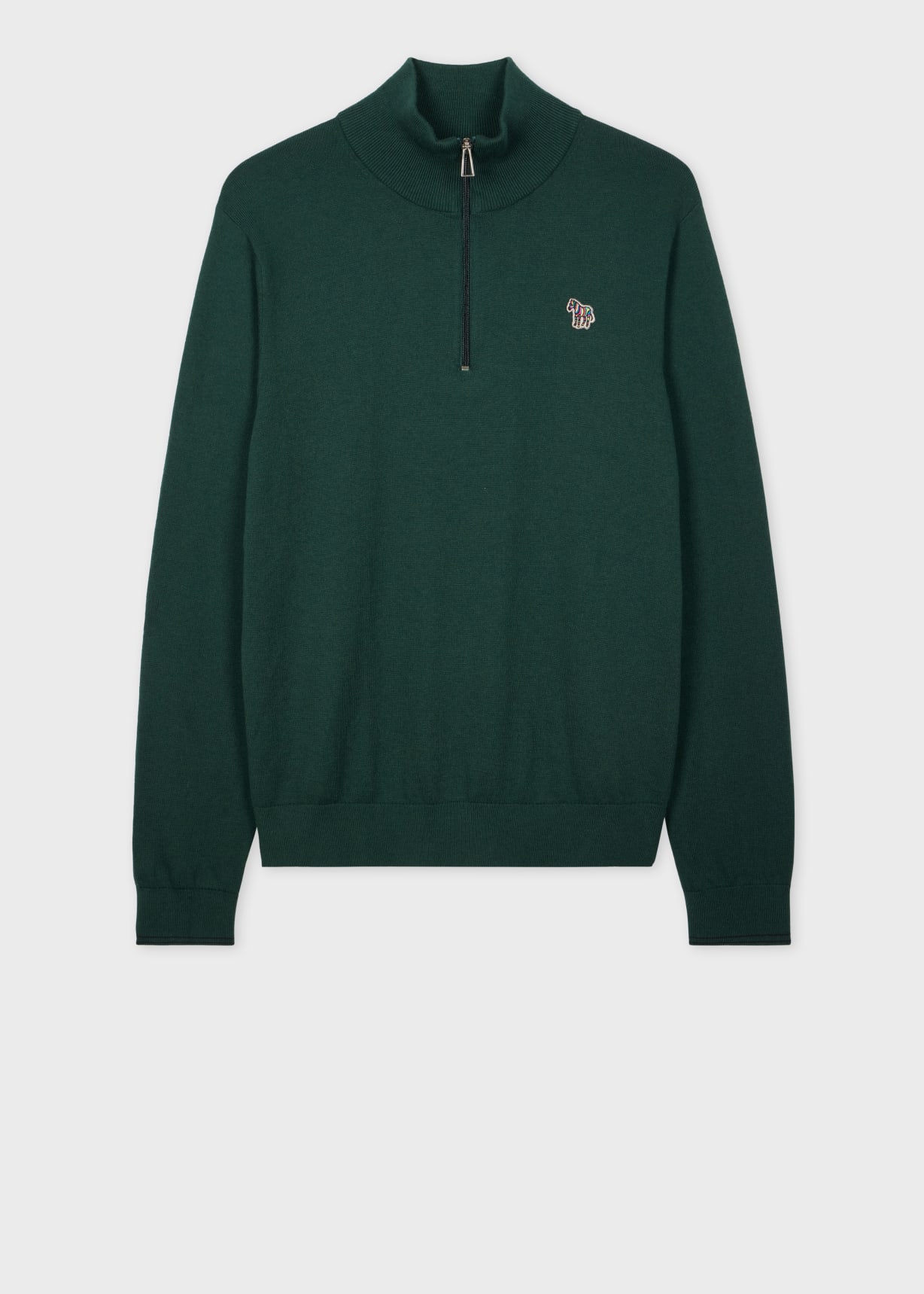 Product view - Dark Green Cotton-Blend Zebra Logo Half Zip Sweater Paul Smith