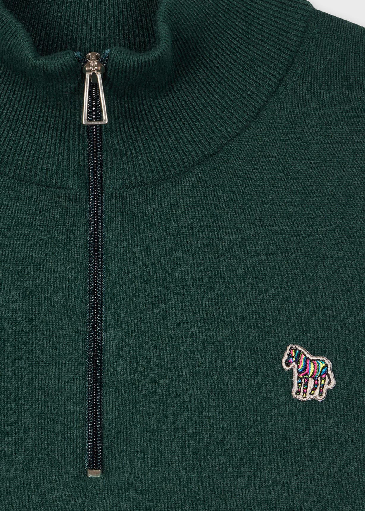 Product view - Dark Green Cotton-Blend Zebra Logo Half Zip Sweater Paul Smith
