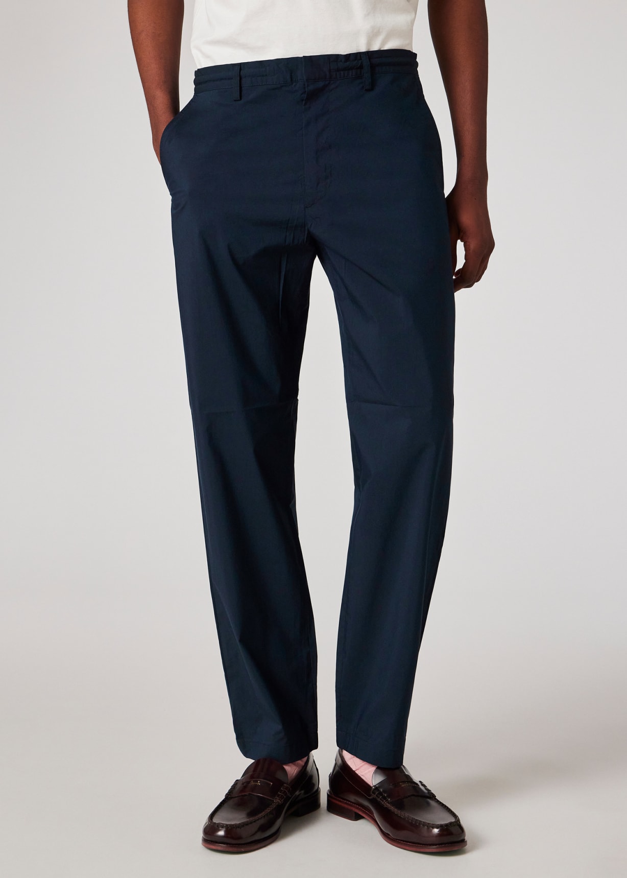 Men's Navy Stretch Cotton-Blend Elasticated Waist Chinos