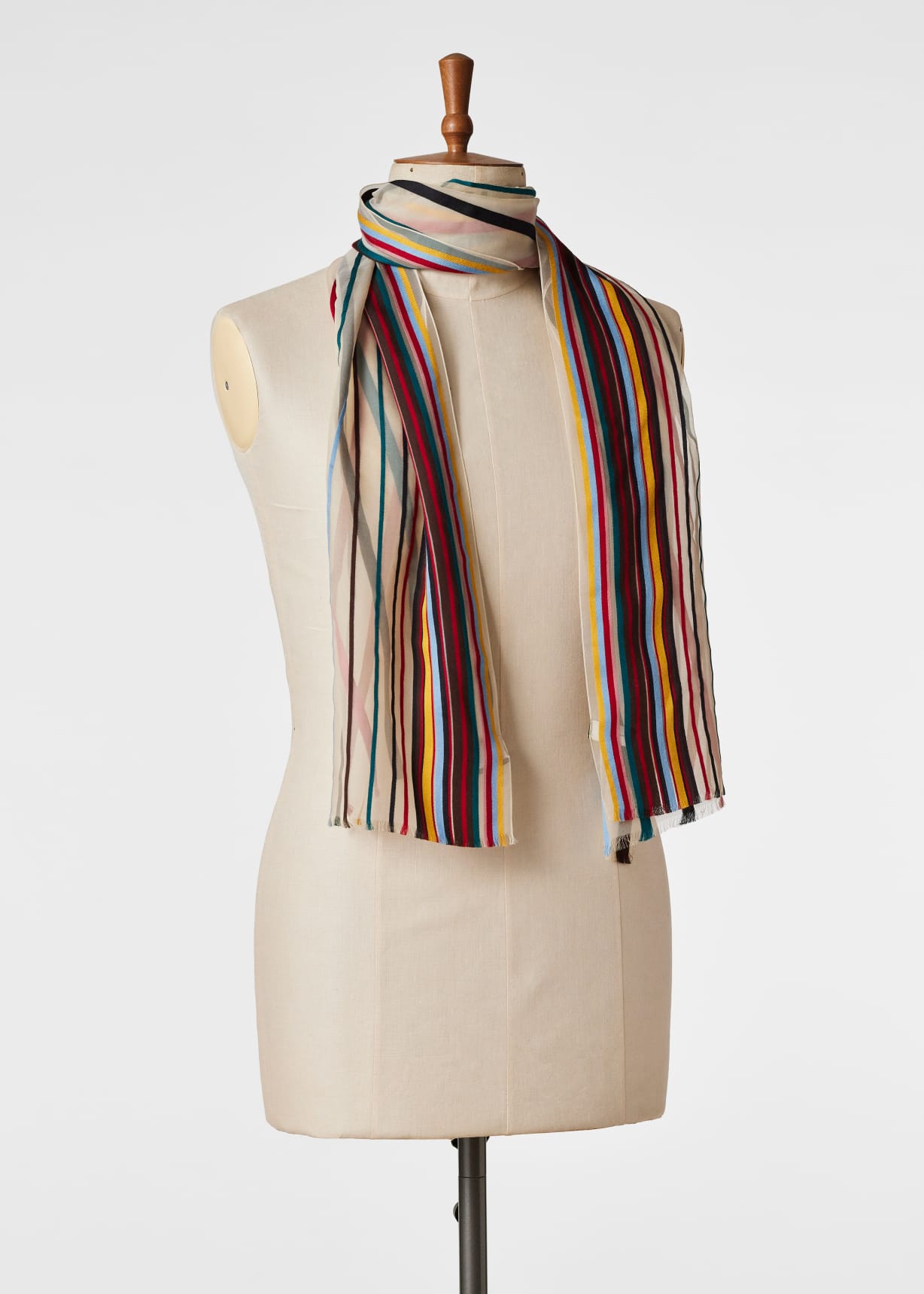 Women's Ivory 'Signature Stripe' Sheer Scarf