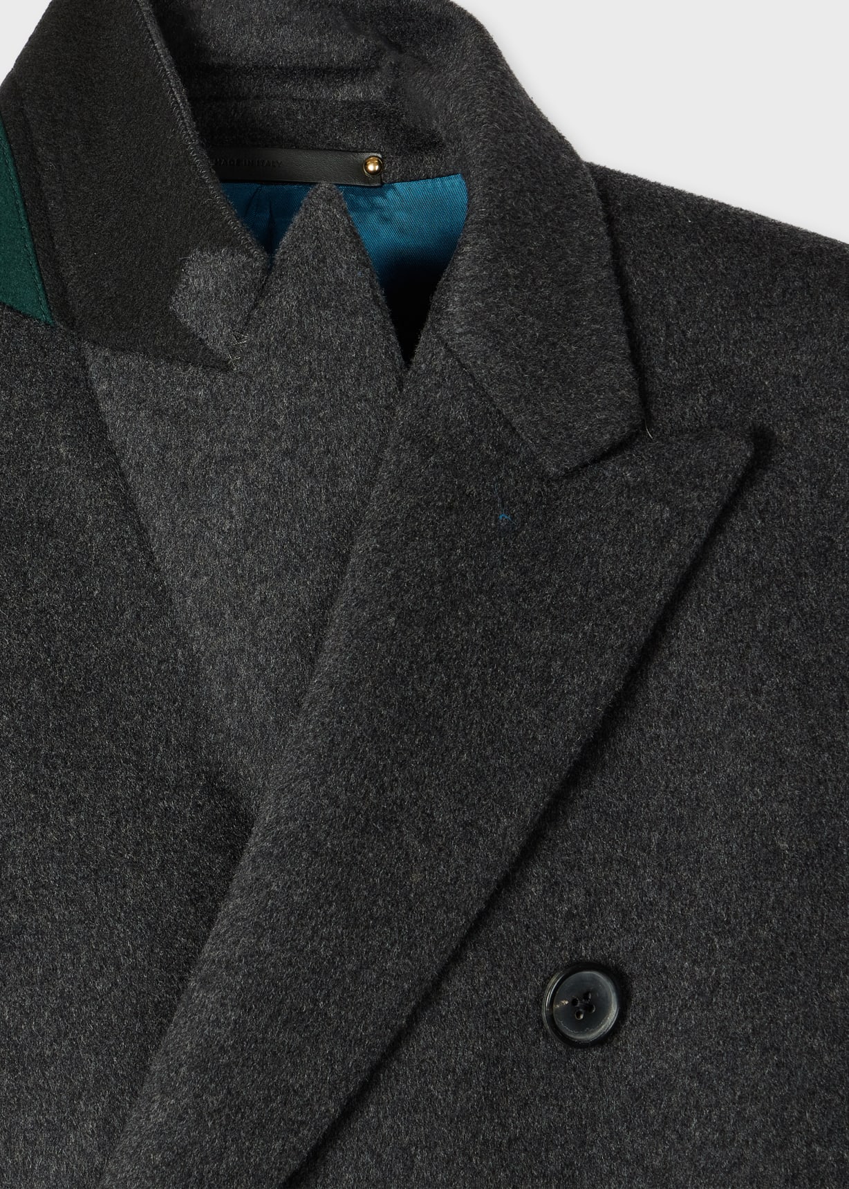 Charcoal Wool-Cashmere Blend Double Breasted Overcoat