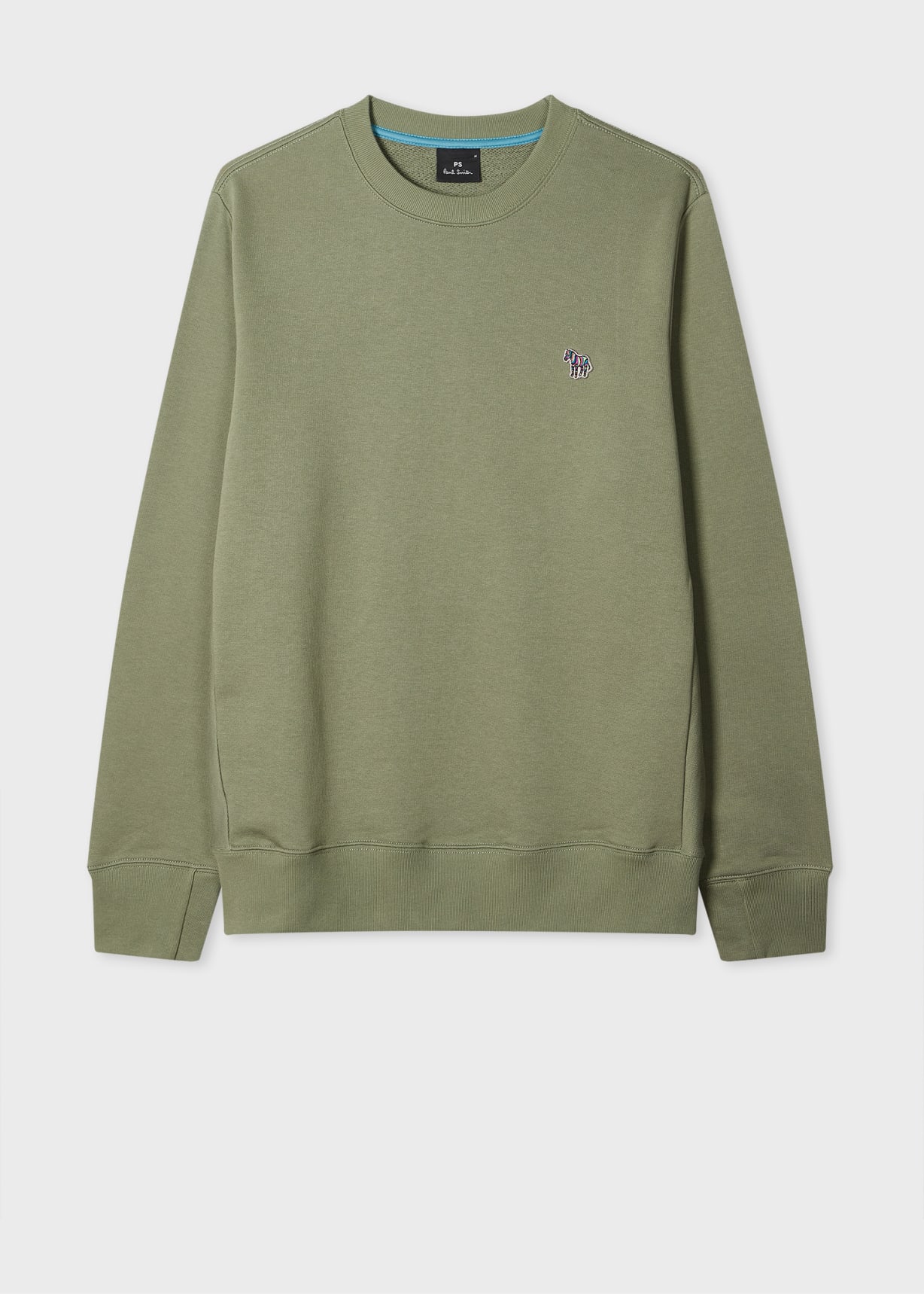 Men's Washed Green Organic Cotton Zebra Logo Sweatshirt