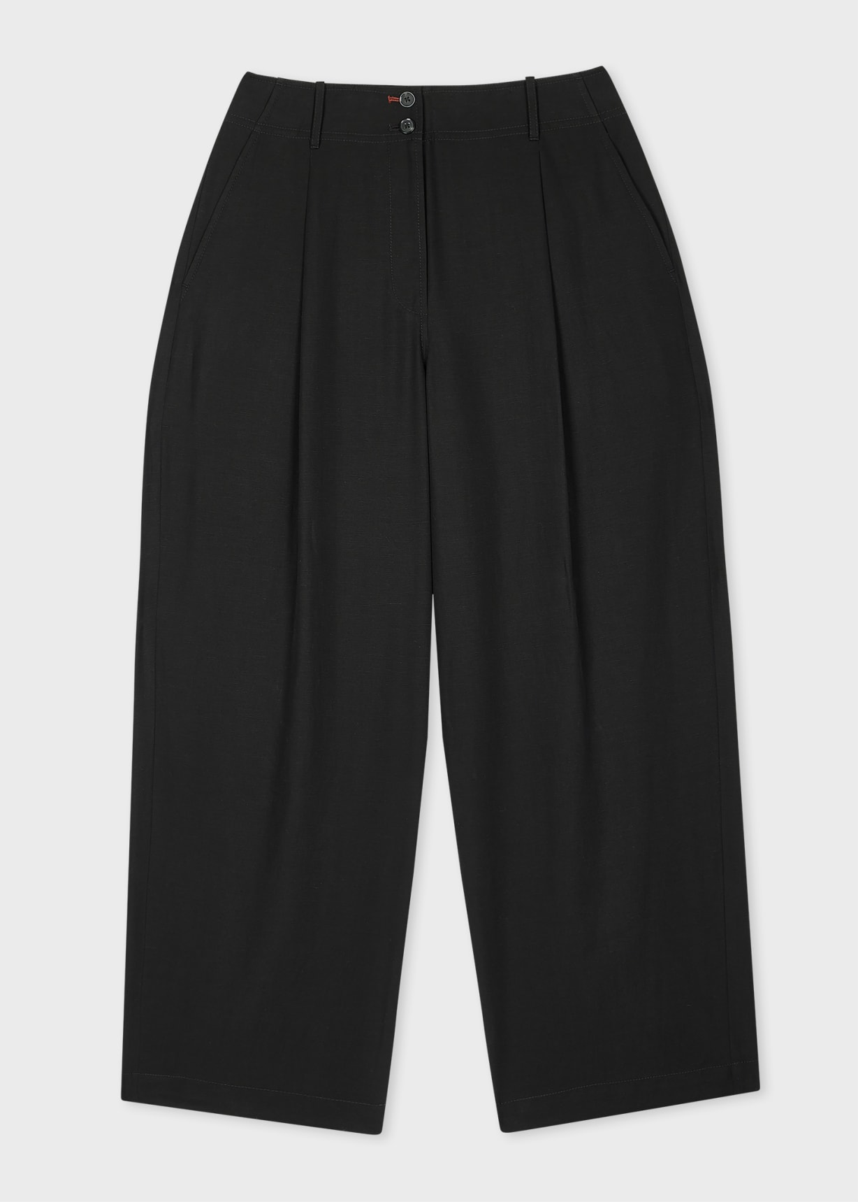 Front View - Women's Black Lyocell-Blend Barrel Leg Trousers Paul Smith