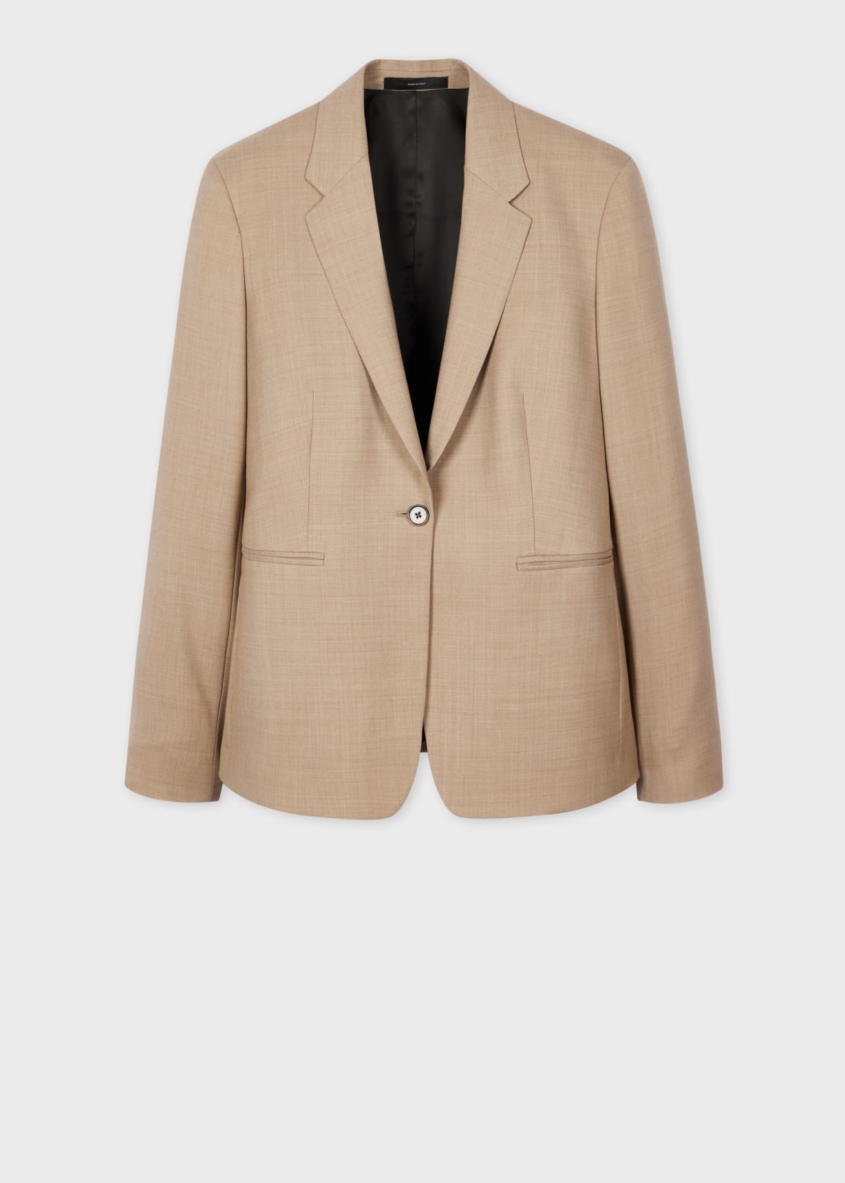 A Suit To Travel In - Women's Stone One-Button Wool Blazer
