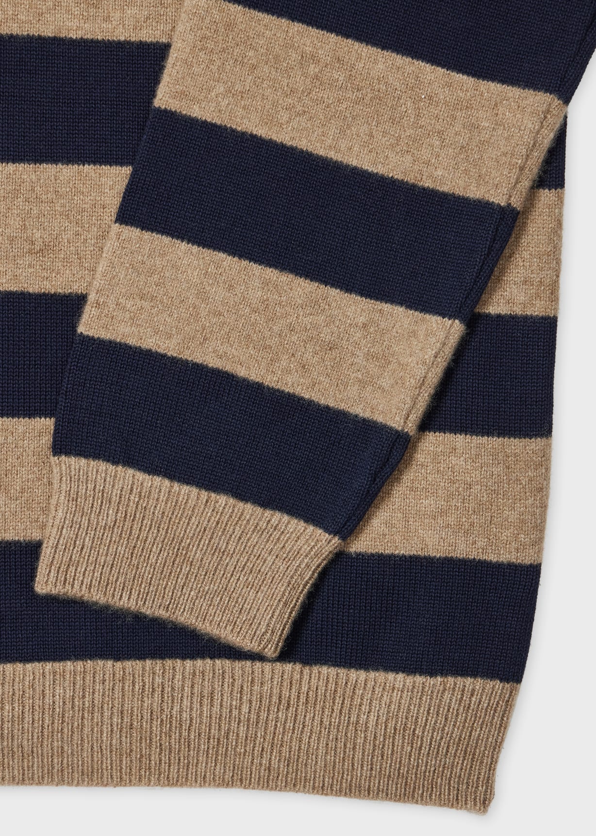Detail View - Women's Navy and Oatmeal Lambswool-Blend Striped Sweater Paul Smith