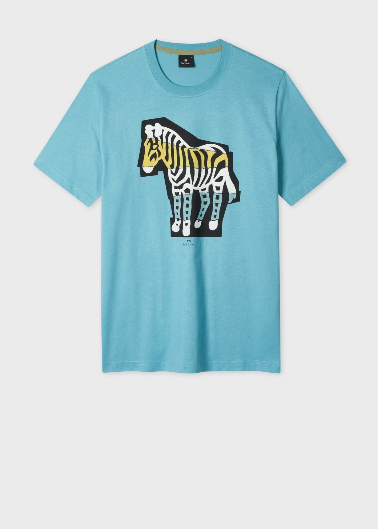 Men's Light Teal 'Zebra Cutout' Print T-Shirt