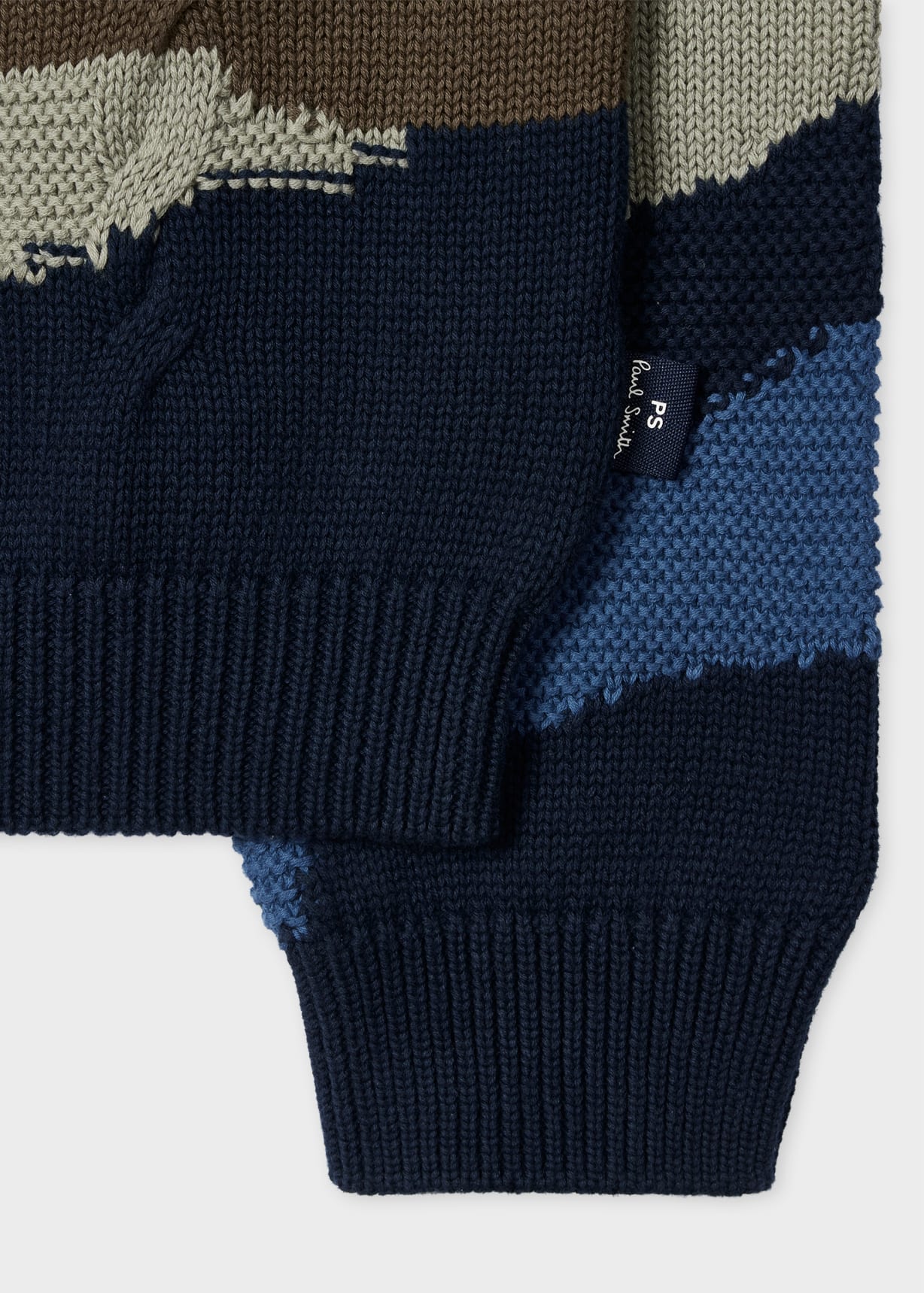 Paul Smith Wool×Cotton×Acrylic Knit Men's 'Mountains' Intarsia Cotton Sweater