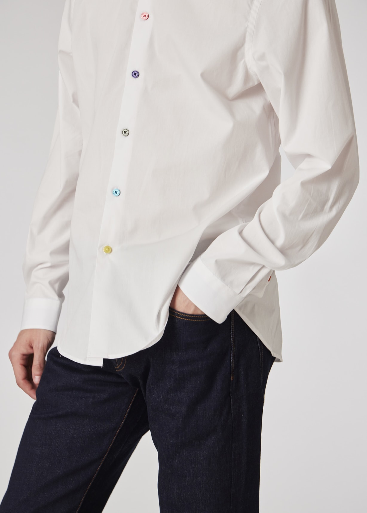 Men's Tailored-Fit White Stretch-Cotton Shirt With