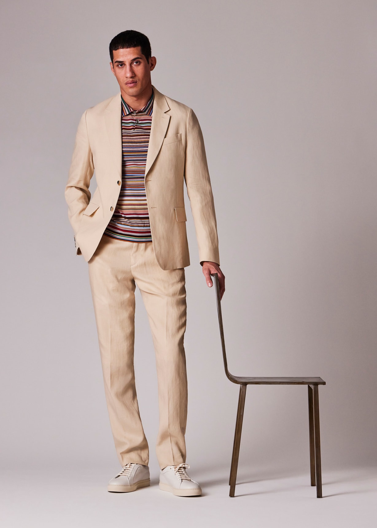 Men's Beige Linen Suit