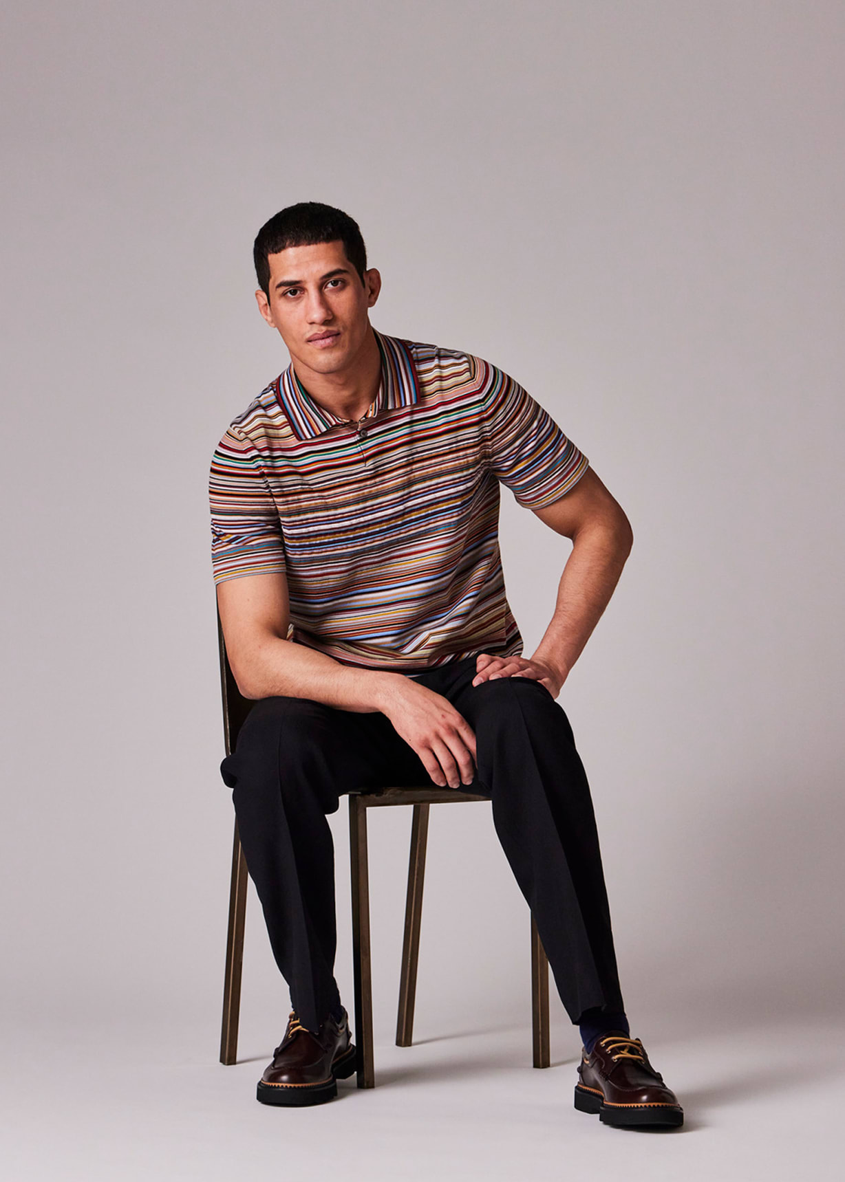 Men's Black Two-Ply Hopsack Wool Pleat Front Trousers