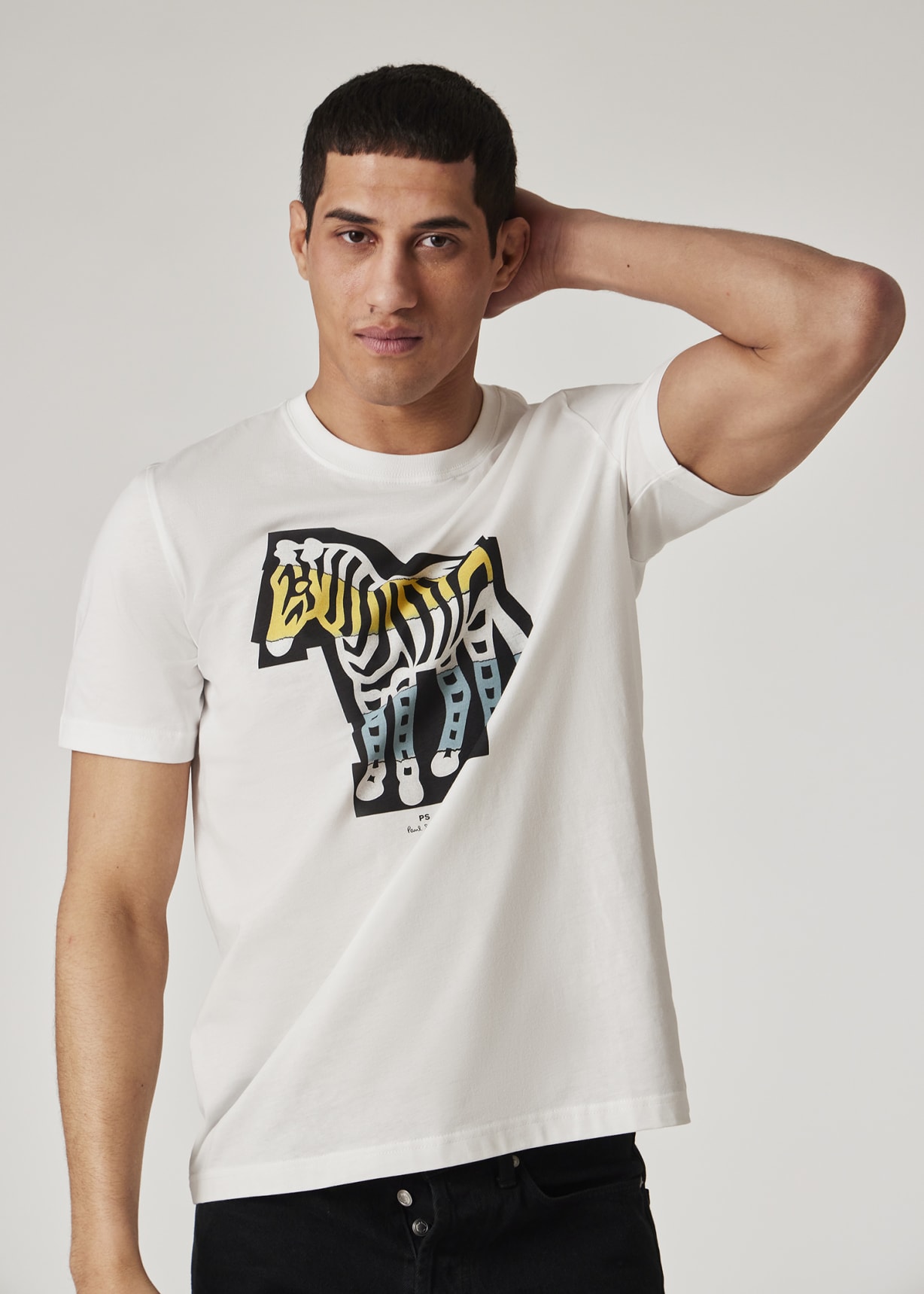 Tシャツ・カットソー PAUL SMITH Men T-shirt White M2R010RKZEBRA4 01 Men's White Cotton Zebra Logo T-Shirt