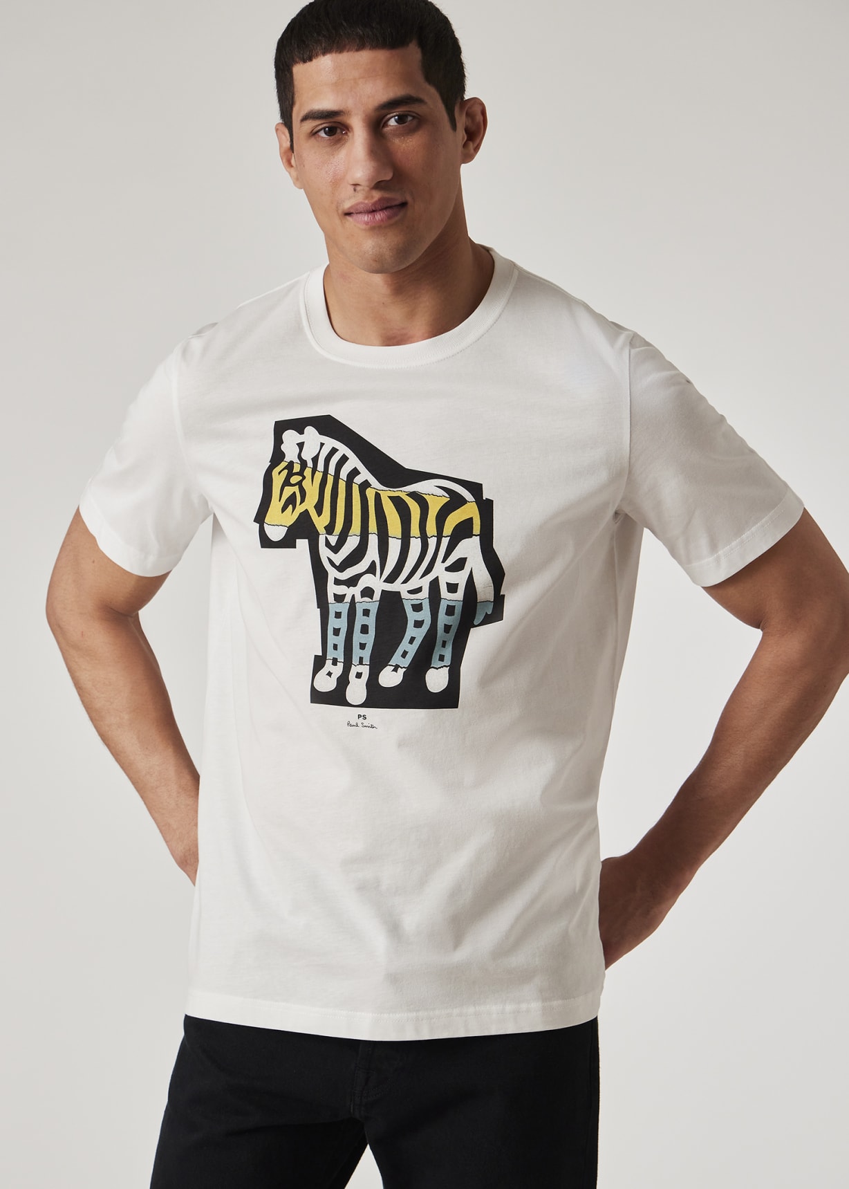 Men's White 'Zebra Cutout' Print T-Shirt