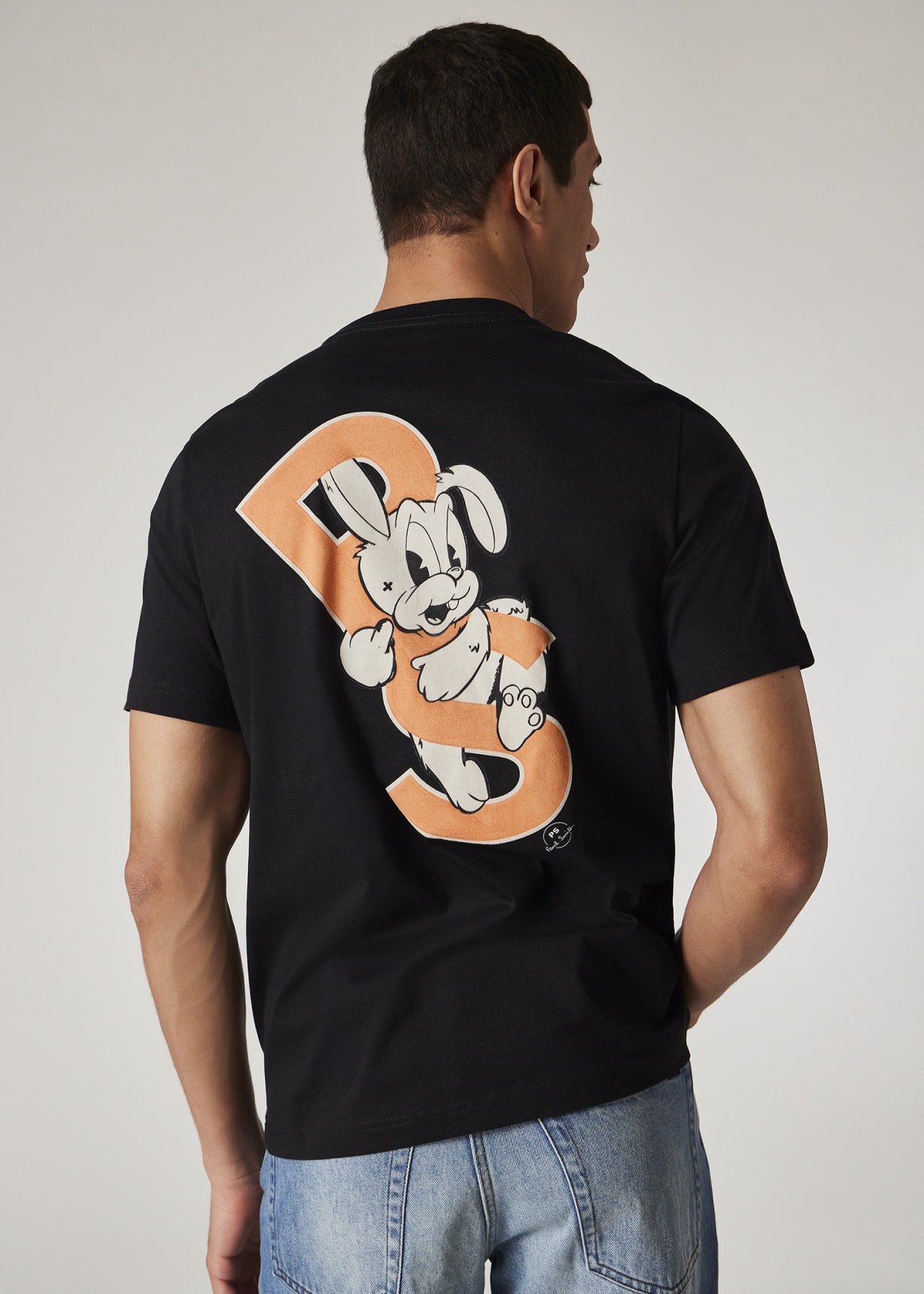 Men's Black 'PS Bunny' Print T-Shirt