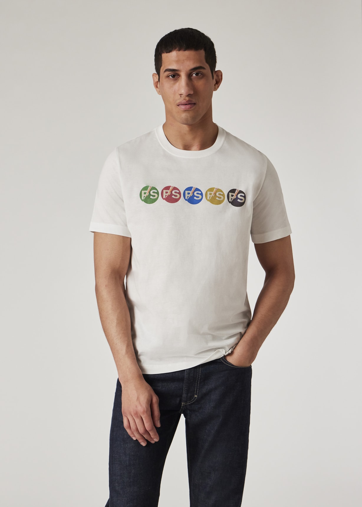 White 'PS Broken Circle' Print T-Shirt