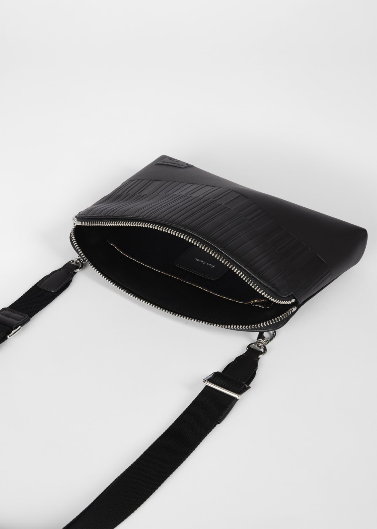 Dark Brown Leather 'Shadow Stripe' Cross-Body Bag