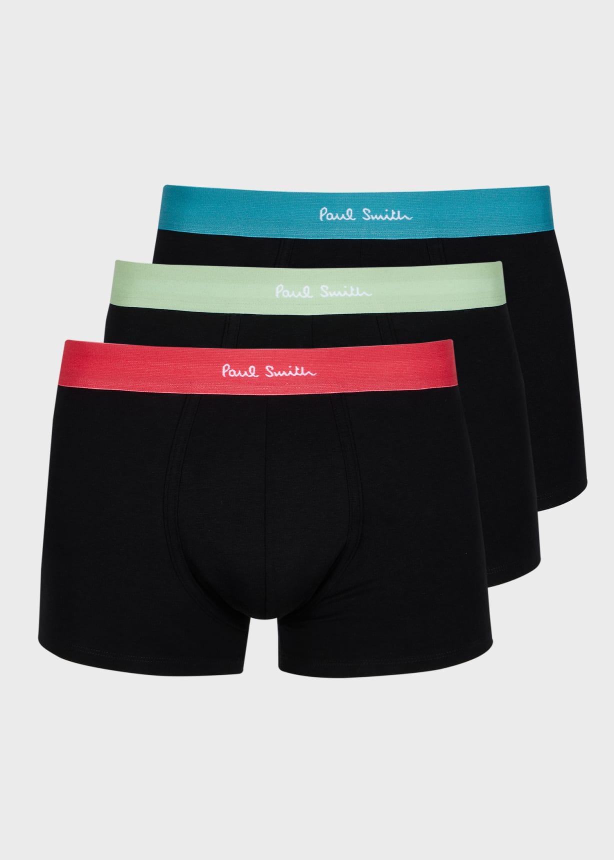 トランクス Paul Smith Men's Trunks 3PK Bright Band Underwear Black Men's Organic Cotton Black Boxer Briefs Seven Pack