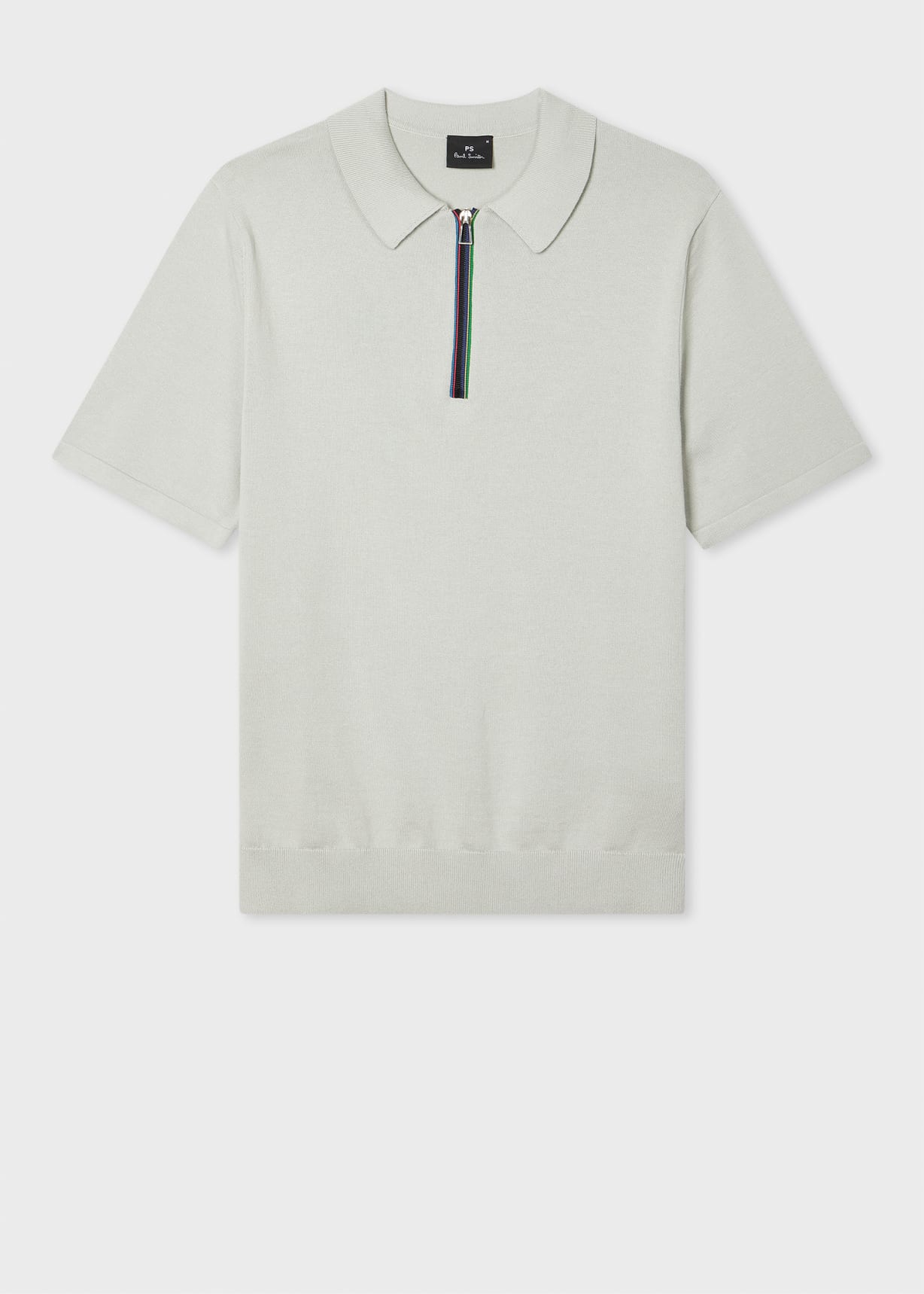 Tシャツ・カットソー Paul Smith COTTON POLO SHIRT WITH ZIPPER Men's Light Grey 'Sports Stripe' Zip Knitted Cotton Polo Shirt