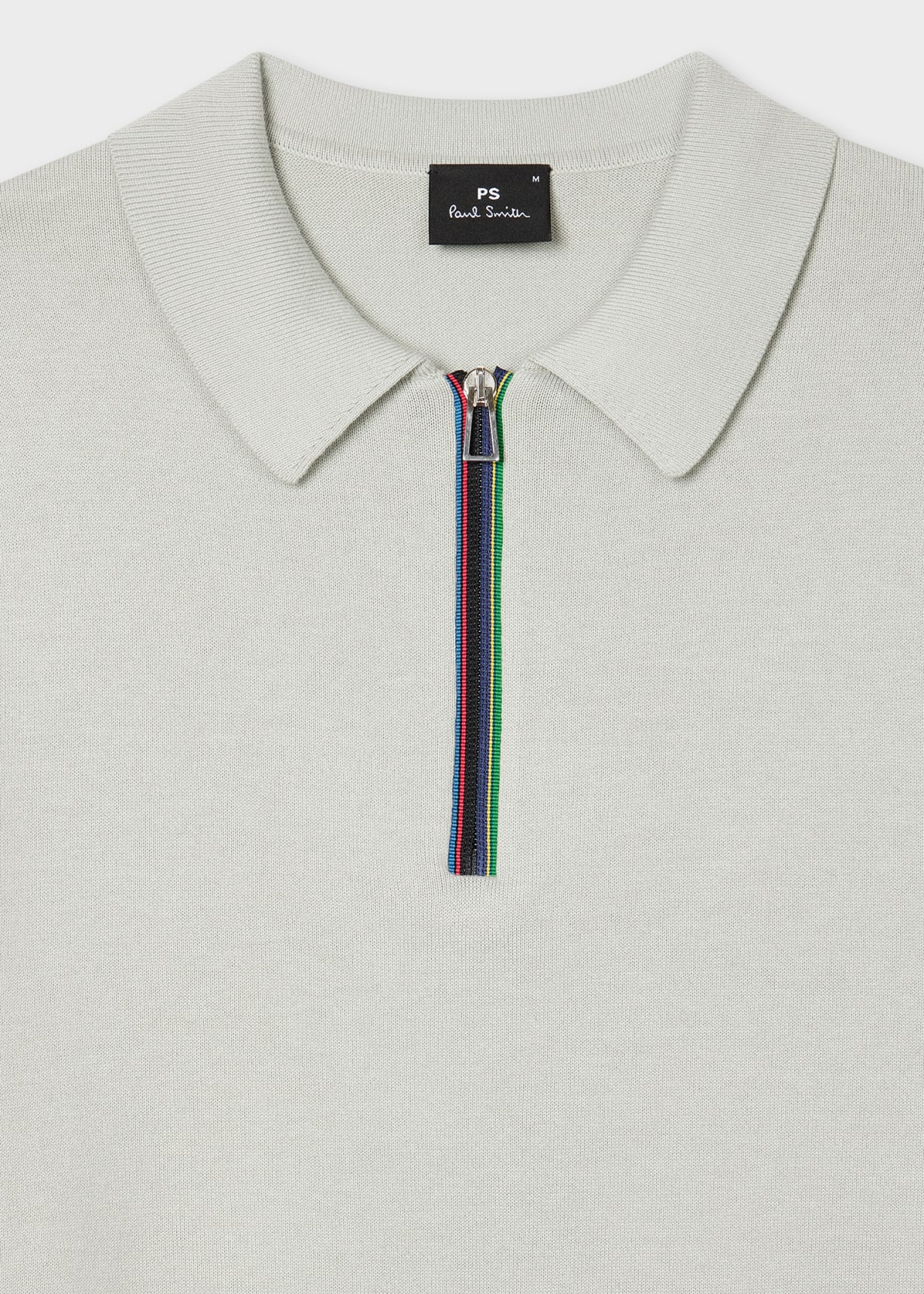 Tシャツ・カットソー Paul Smith COTTON POLO SHIRT WITH ZIPPER Men's Light Grey 'Sports Stripe' Zip Knitted Cotton Polo Shirt