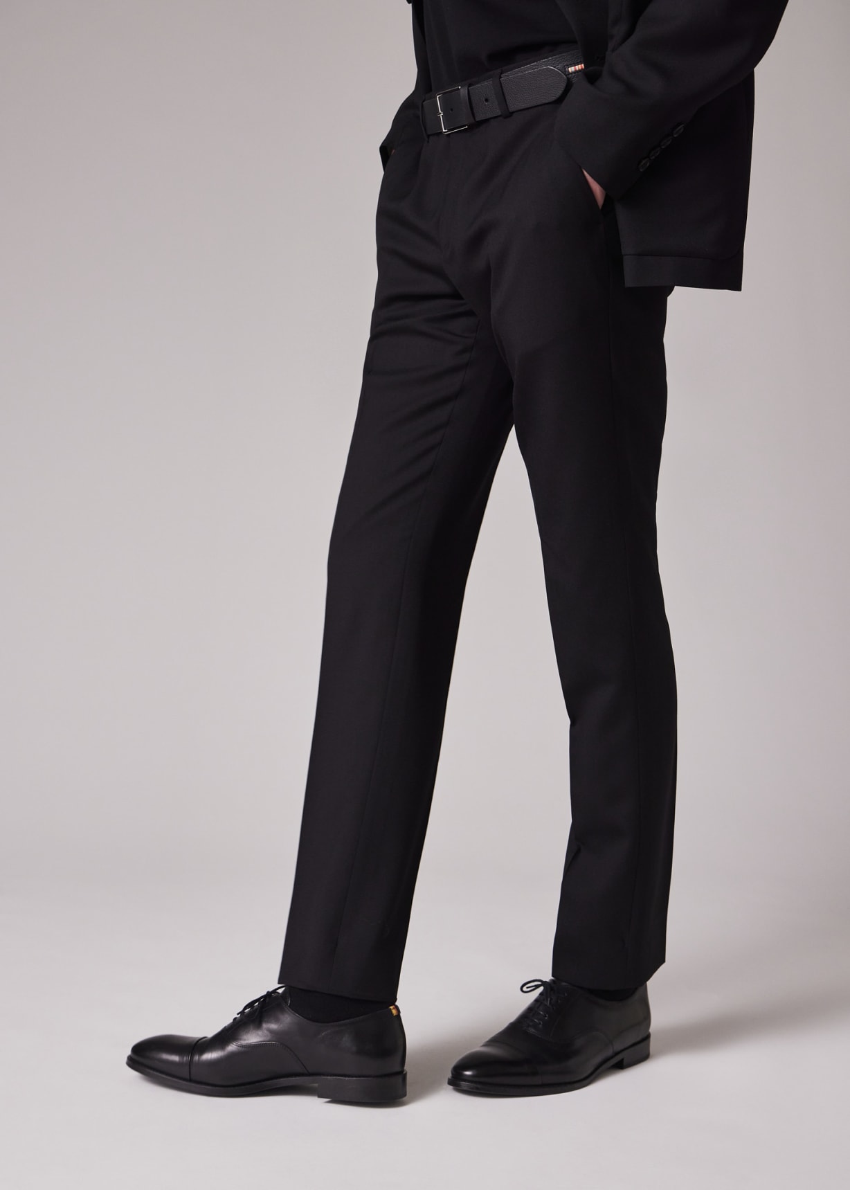 A Suit To Travel In - Women's Black Straight-Leg Wool Trousers