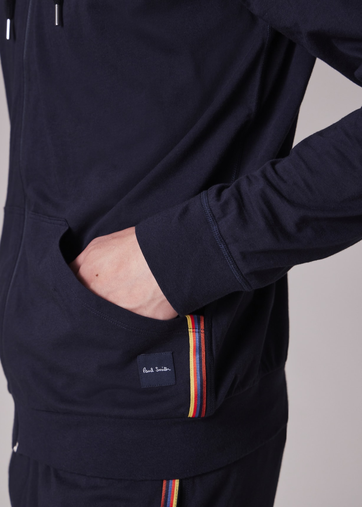 Paul Smith☆フードジップ コットン パーカー フーディ ネイビー Men's Navy Jersey Cotton Zip Lounge Hoodie