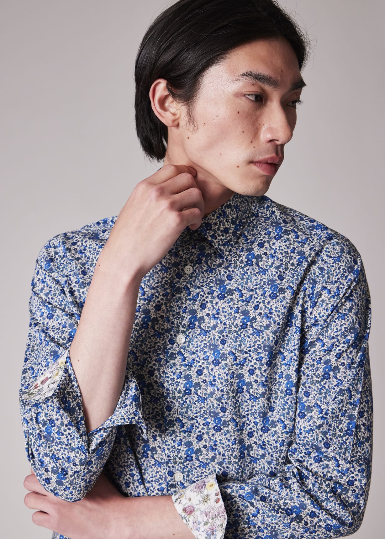 Men's Tailored-Fit Blue 'Liberty Floral' Shirt