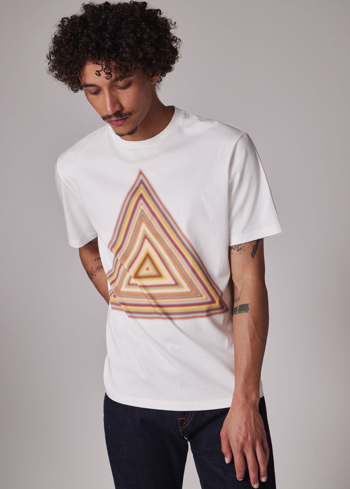 Tシャツ・カットソー PAUL SMITH Men T-shirt White M1R697PMP4274 01 Men's White Cotton Zebra Logo T-Shirt