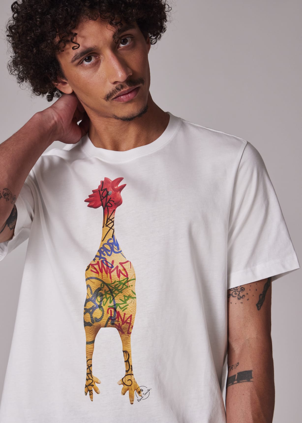 White 'Rubber Chicken' Print T-Shirt S