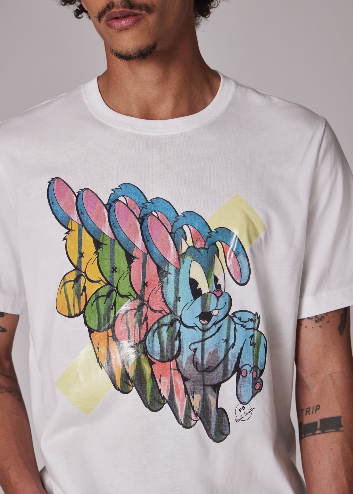 Men's White 'Bunny Repeat' Print T-Shirt