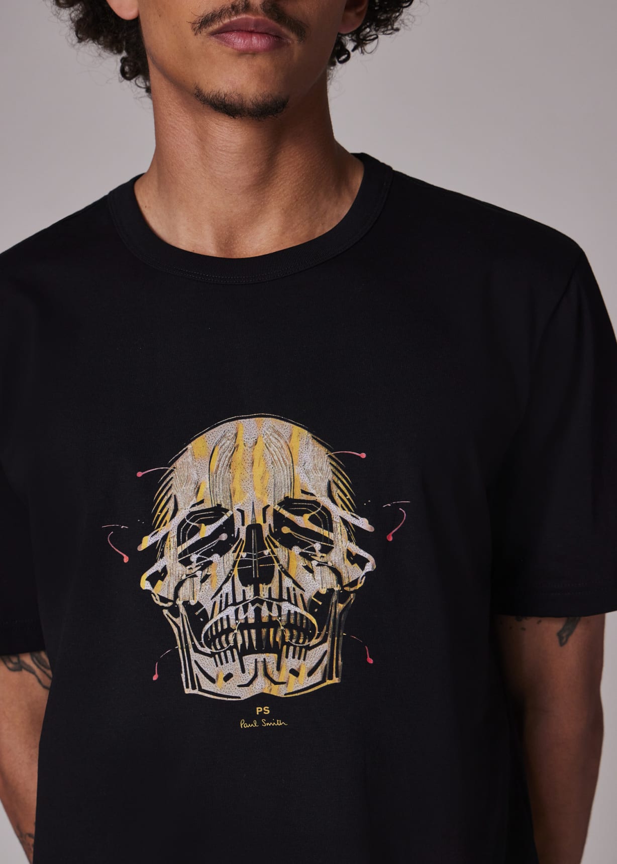 Men's Black 'Painted Skull' Print T-Shirt