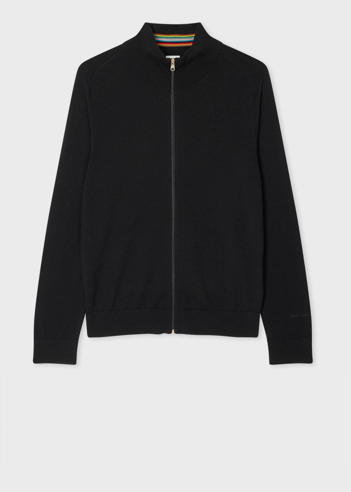 Black Merino Wool Full-Zip Cardigan Paul Smith