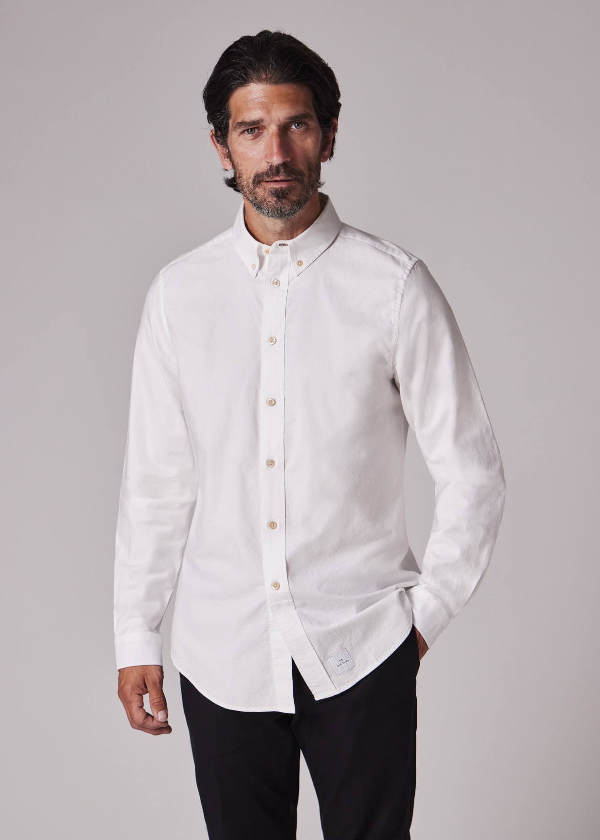 Tシャツ・カットソー Paul Smith MENS TAILORED FIT SHIRT Men's Tailored-Fit White Button-Down Oxford Shirt