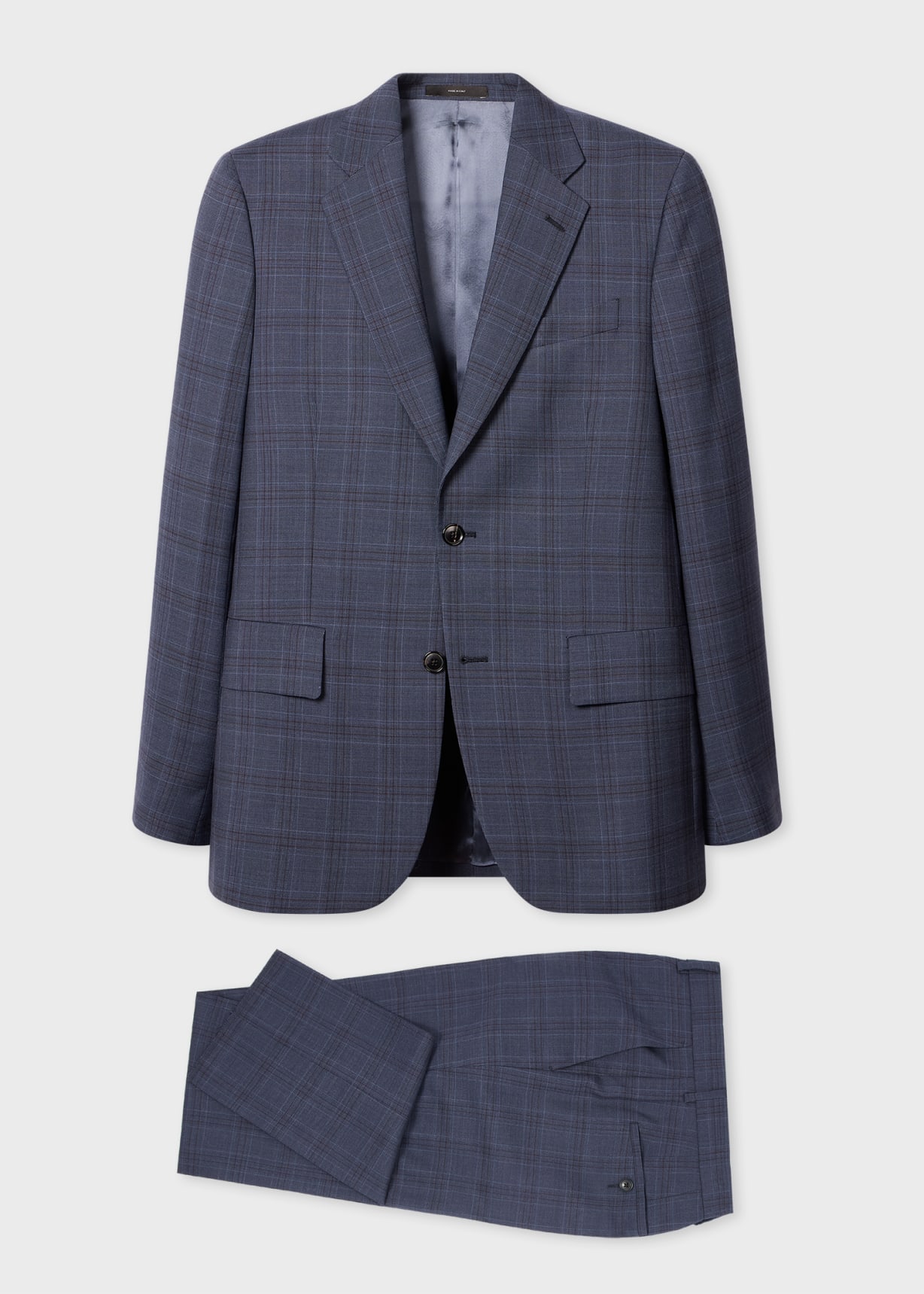 Men's Dark Navy Check Wool Suit