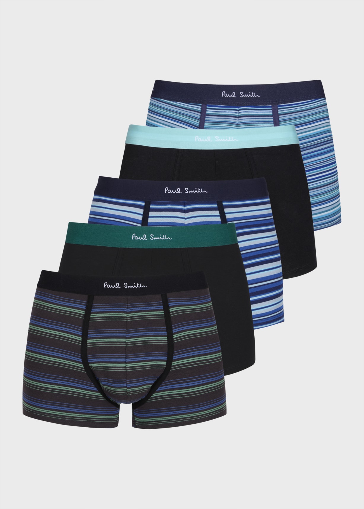 Men's Navy Striped Mixed Boxer Briefs Five Pack
