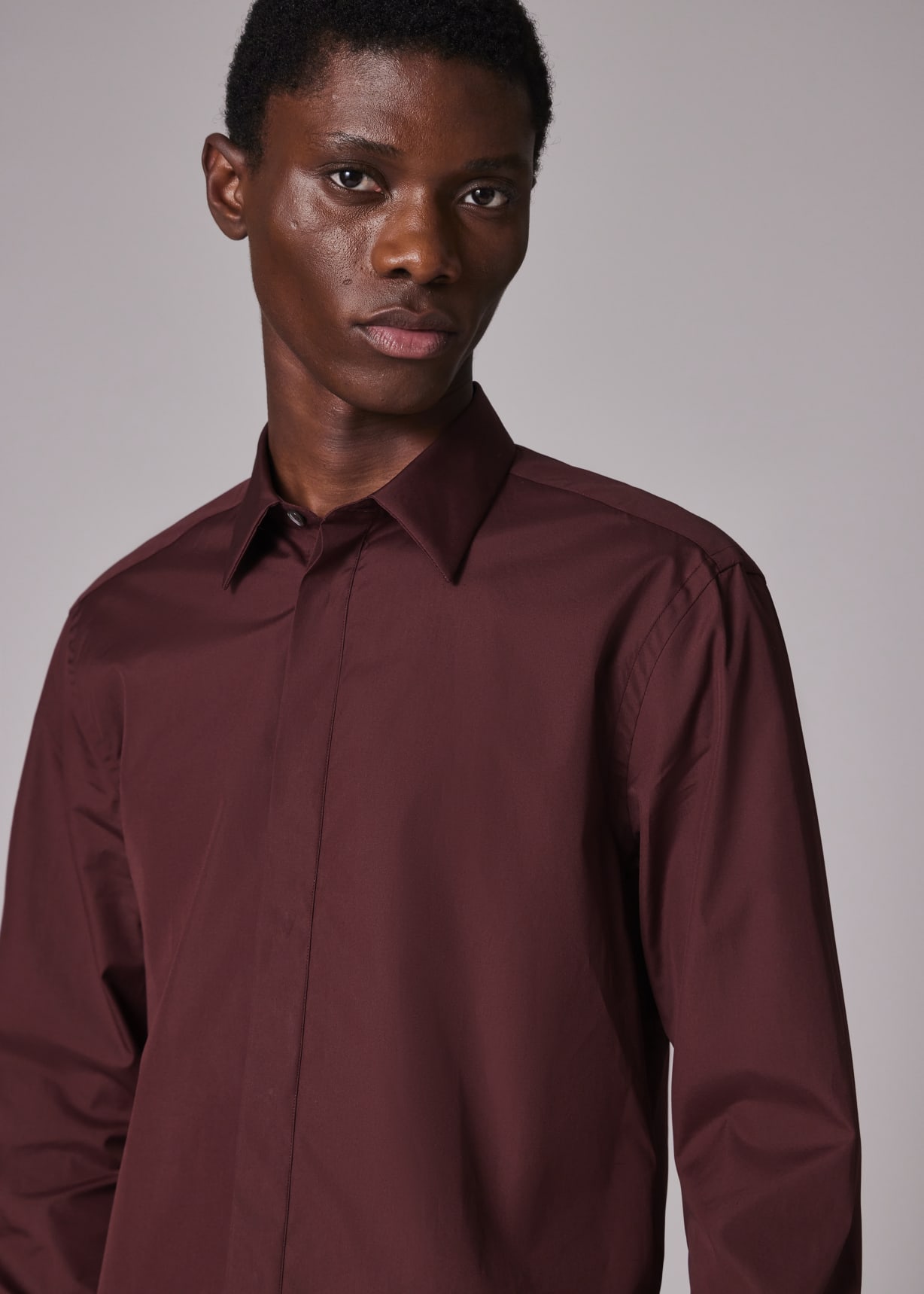 Men's Slim-Fit Burgundy Cotton Shirt