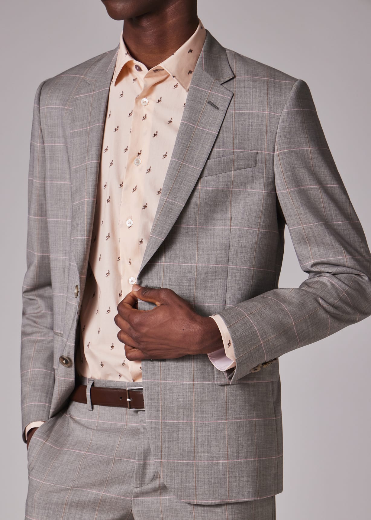 Men's Grey Windowpane Check WoolCashmere TailoredFit Suit — free download