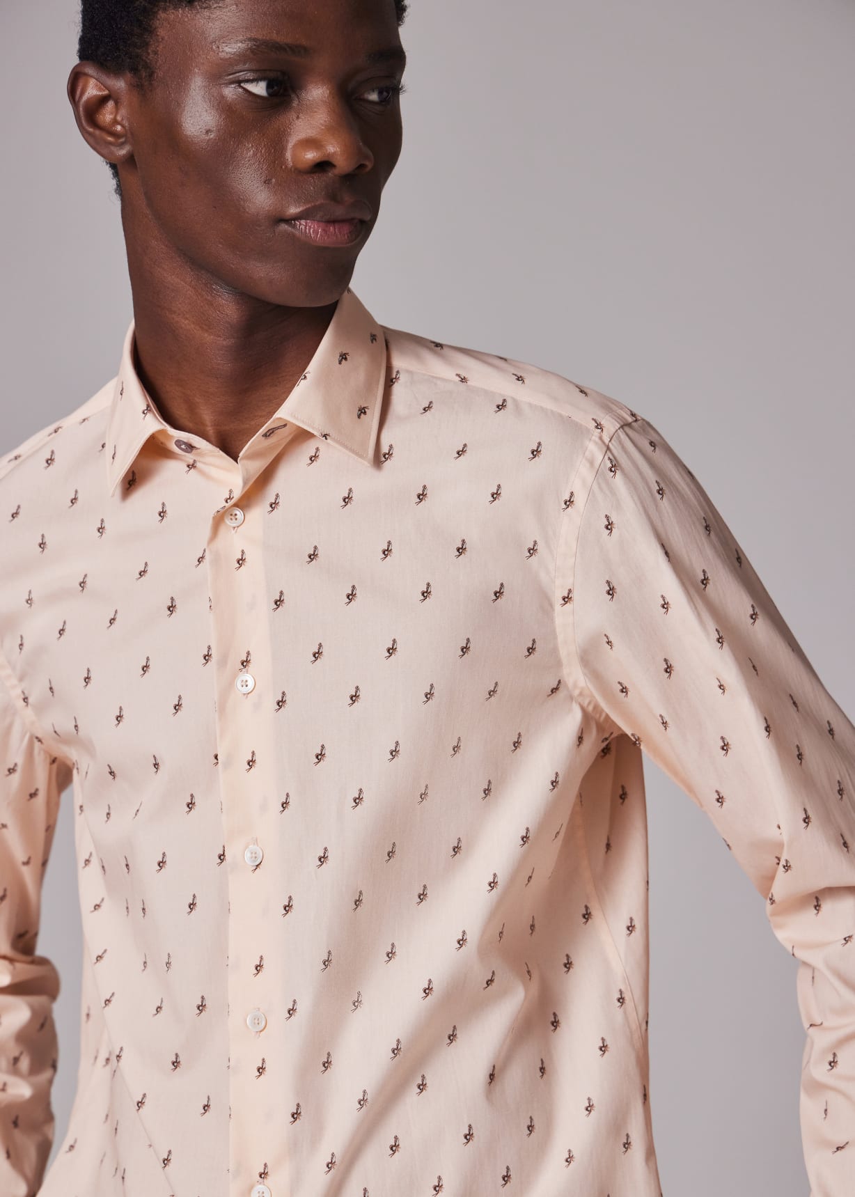 Men's Tailored-Fit Pink 'Butterfly' Print Shirt