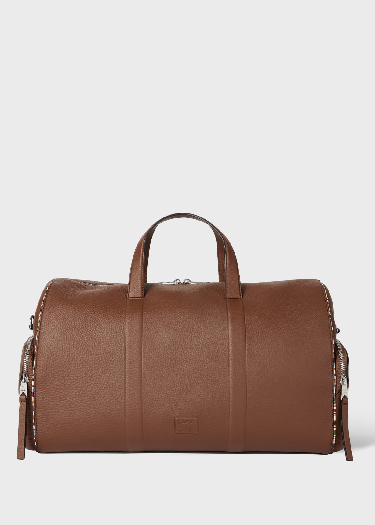 Men's Tan Leather 'Signature Stripe' Piping Holdall