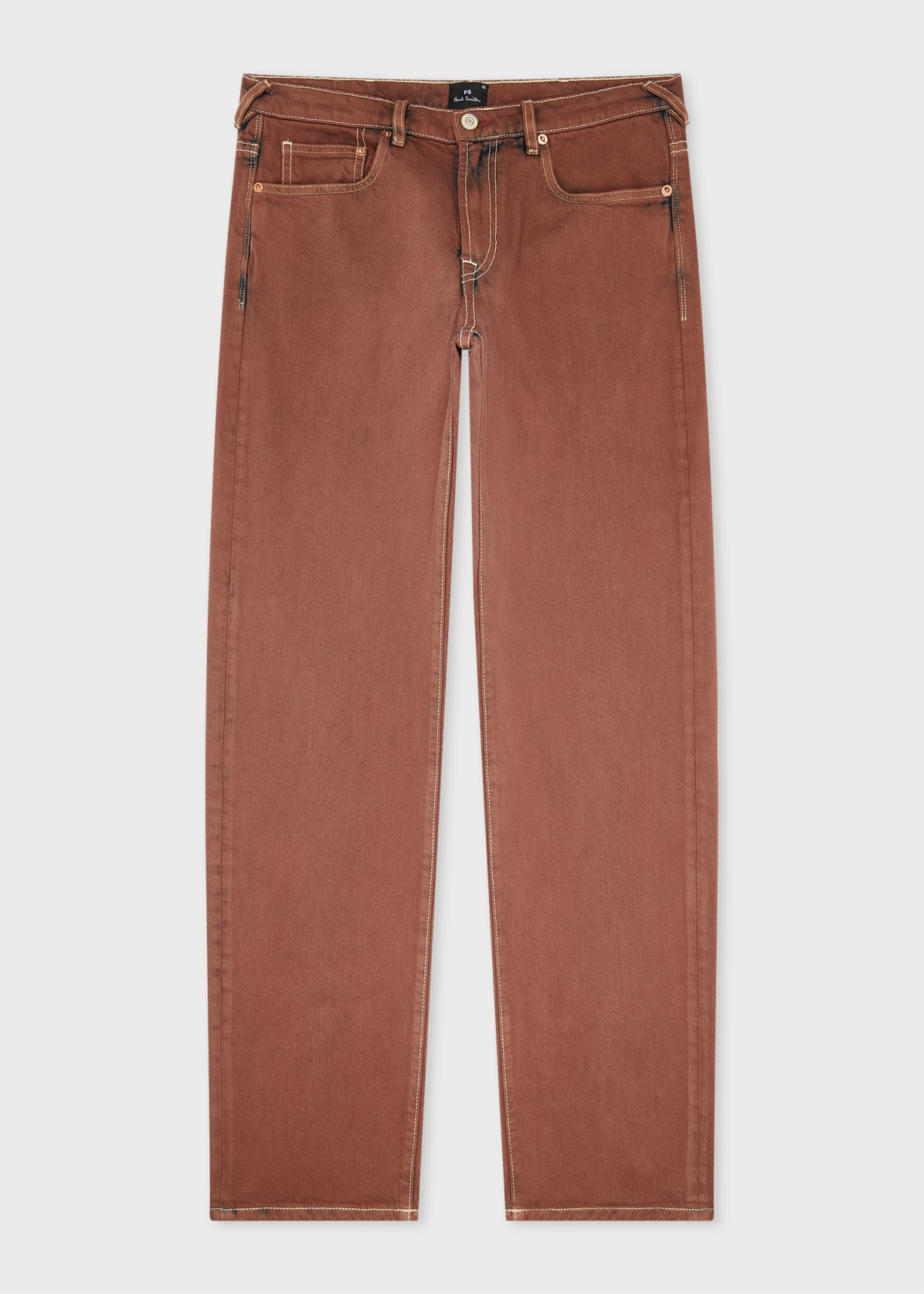 Men's Relaxed Tapered-Fit Taupe Bleach-Wash Jeans