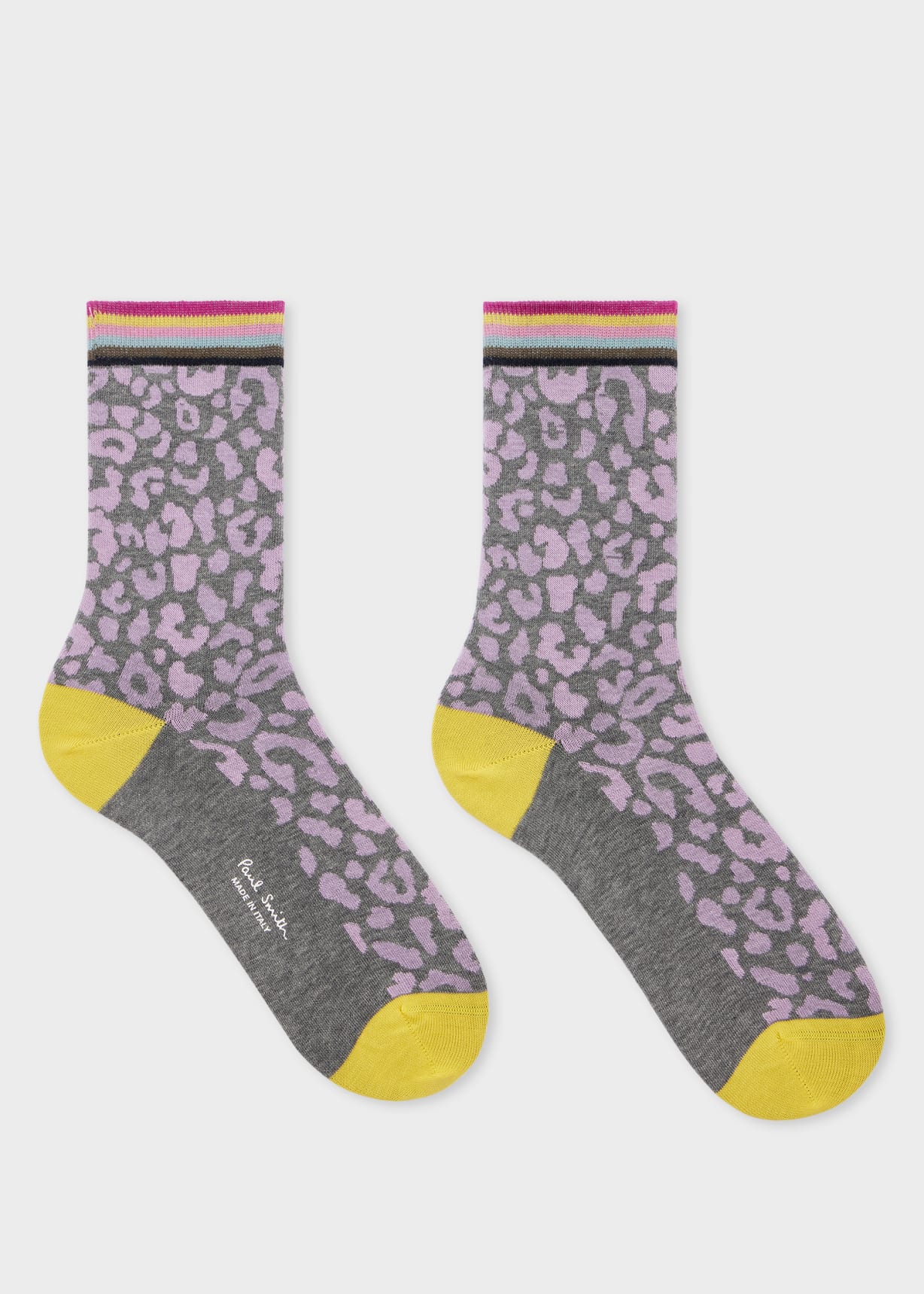 Women's Grey 'Leopard' Colour Block Socks