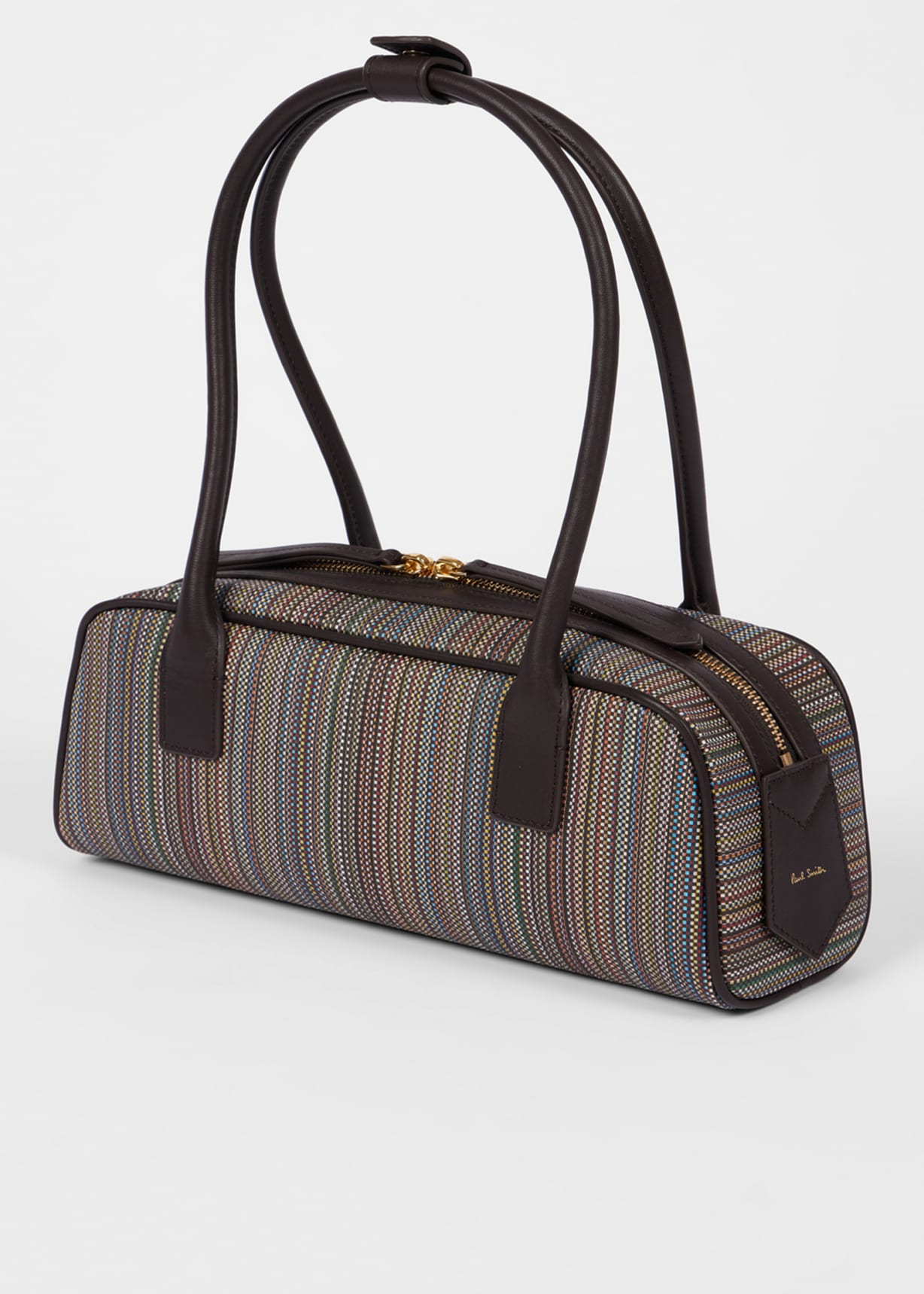 バッグ PaulSmith leather canvas shoulder bag Women's 'Signature Stripe' Coated Canvas Top Handle Shoulder Bag