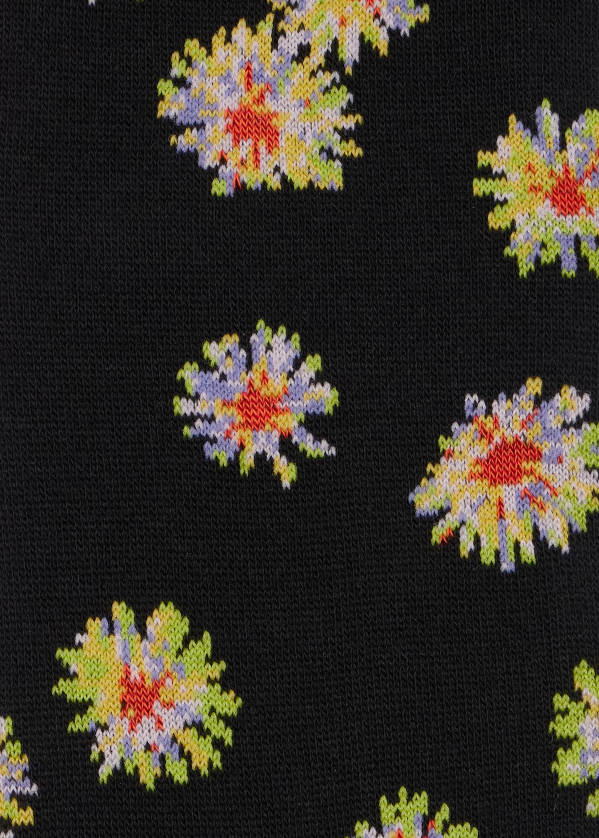 Black Cotton-Blend Floral Socks