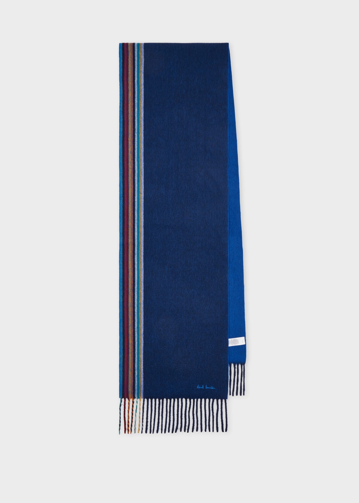 Men's Navy 'Signature Stripe' Edge Cashmere Scarf