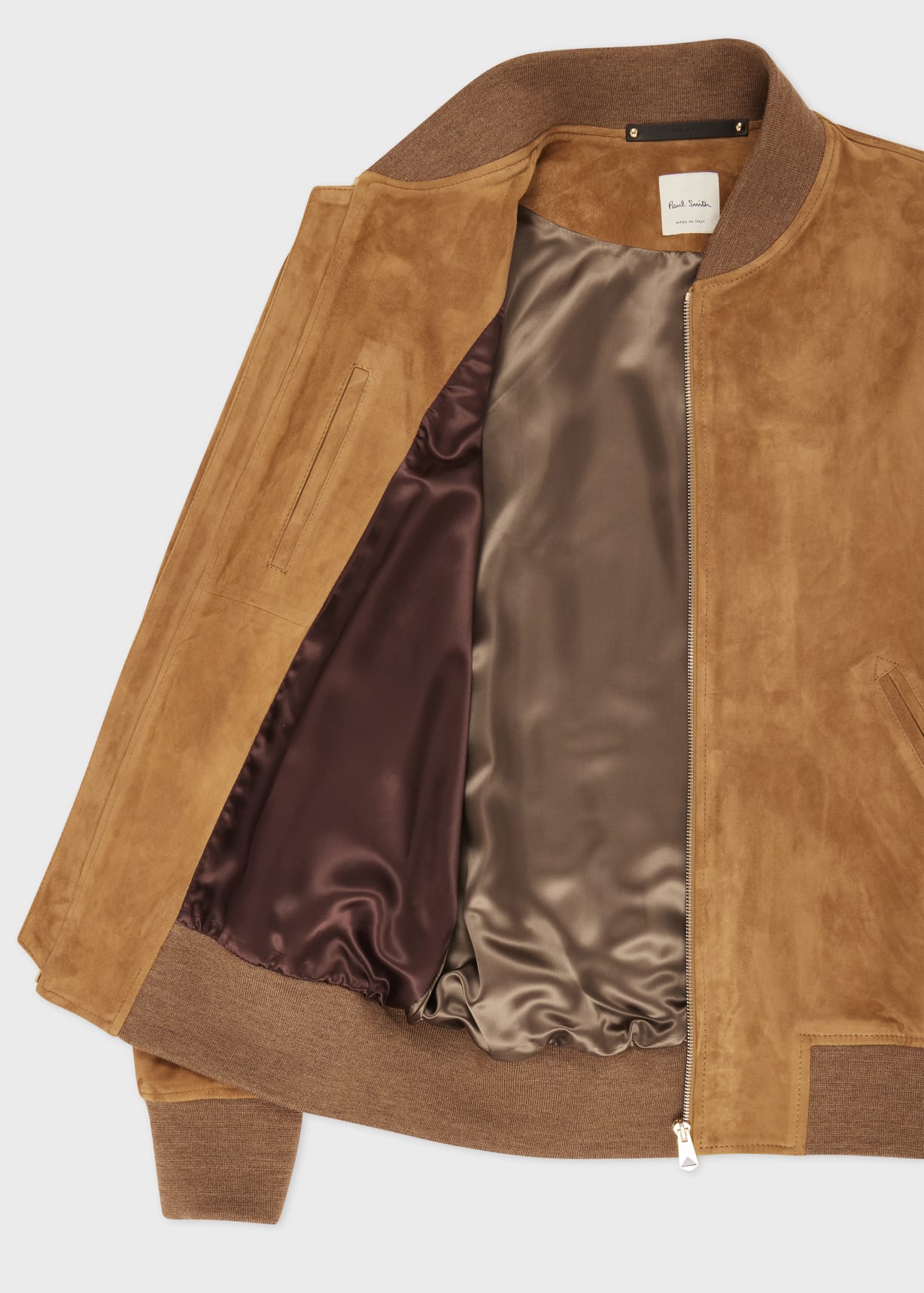 Men's Tan Suede Zip Bomber Jacket