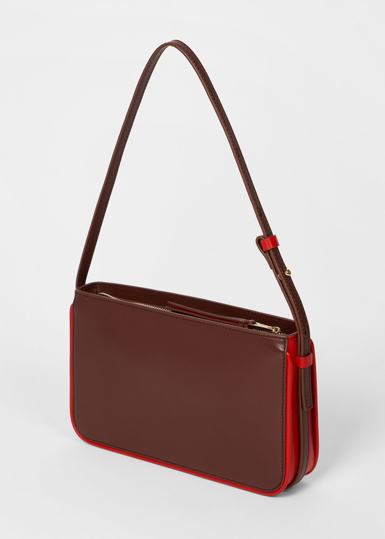 Women's Red Leather Pocket Pochette Bag