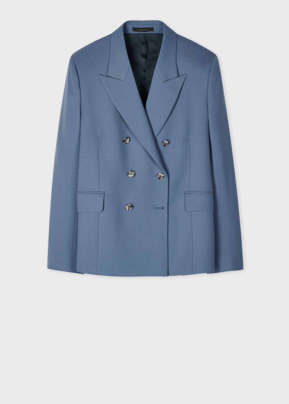 Women's A Suit To Travel In - Steel Blue Wool Double Breasted Blazer
