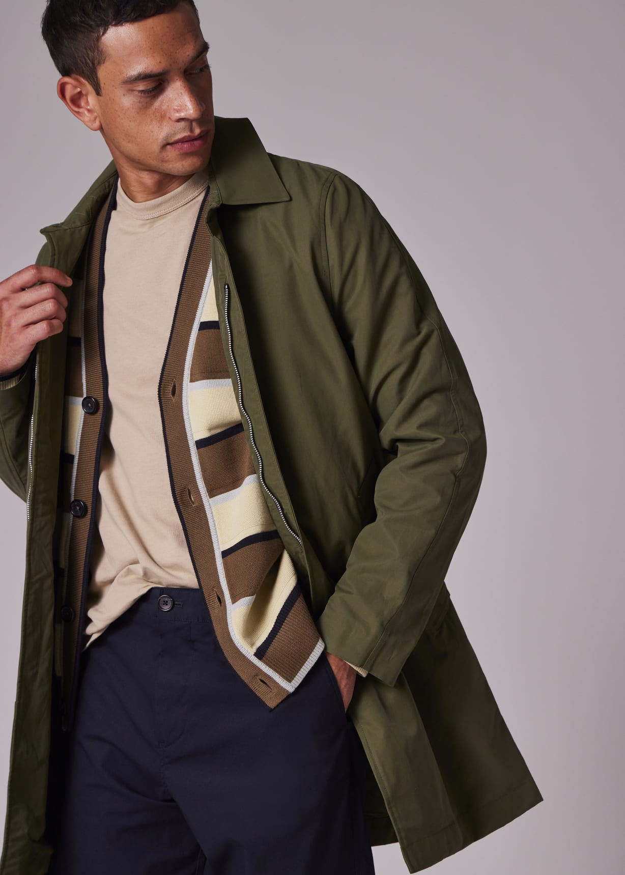 ウェア Mac Men's Khaki Cotton-Blend Lightweight Mac