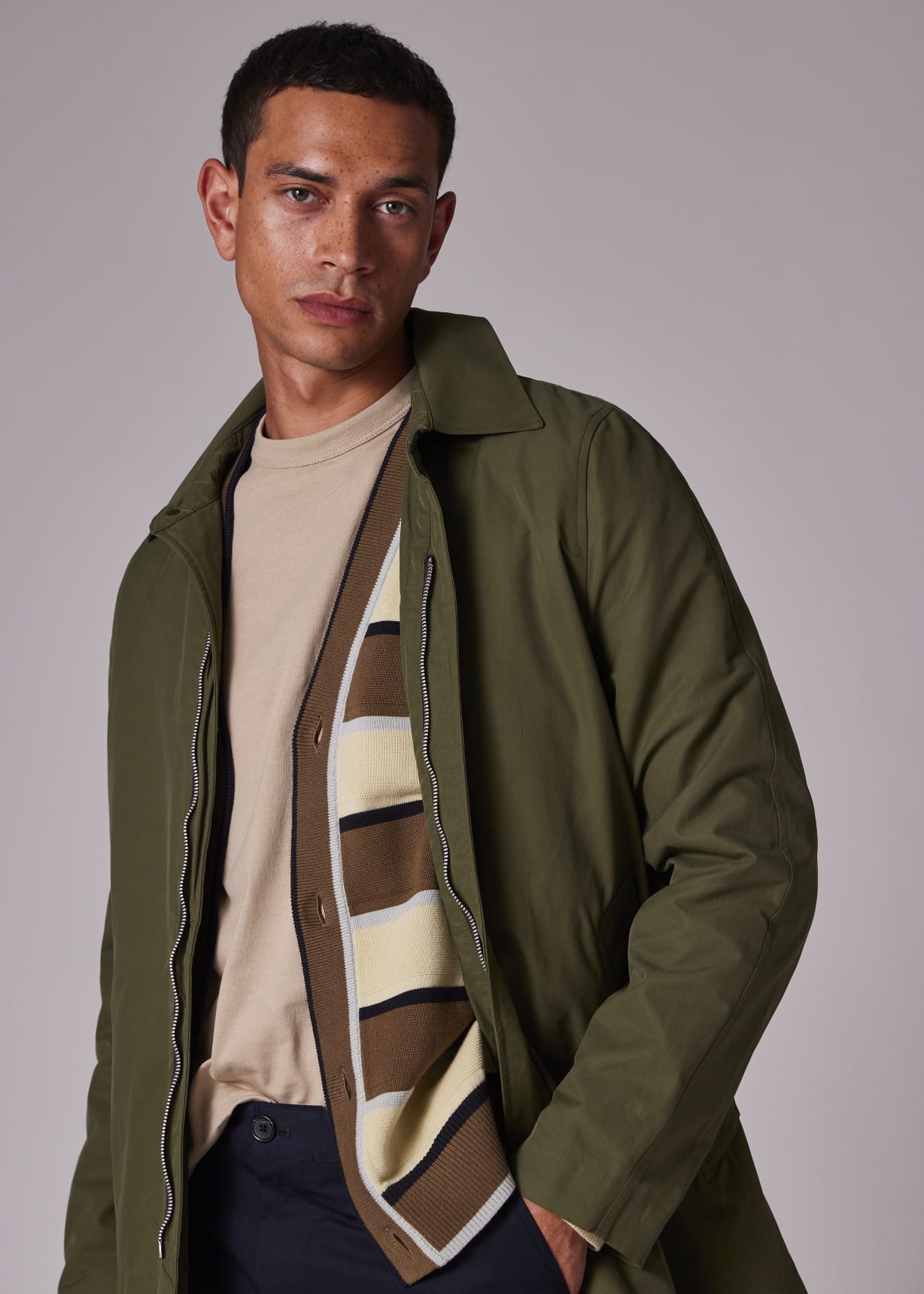 Padded Jacket Paul Smith Lightweight Jacket Khaki Cotton-Blend