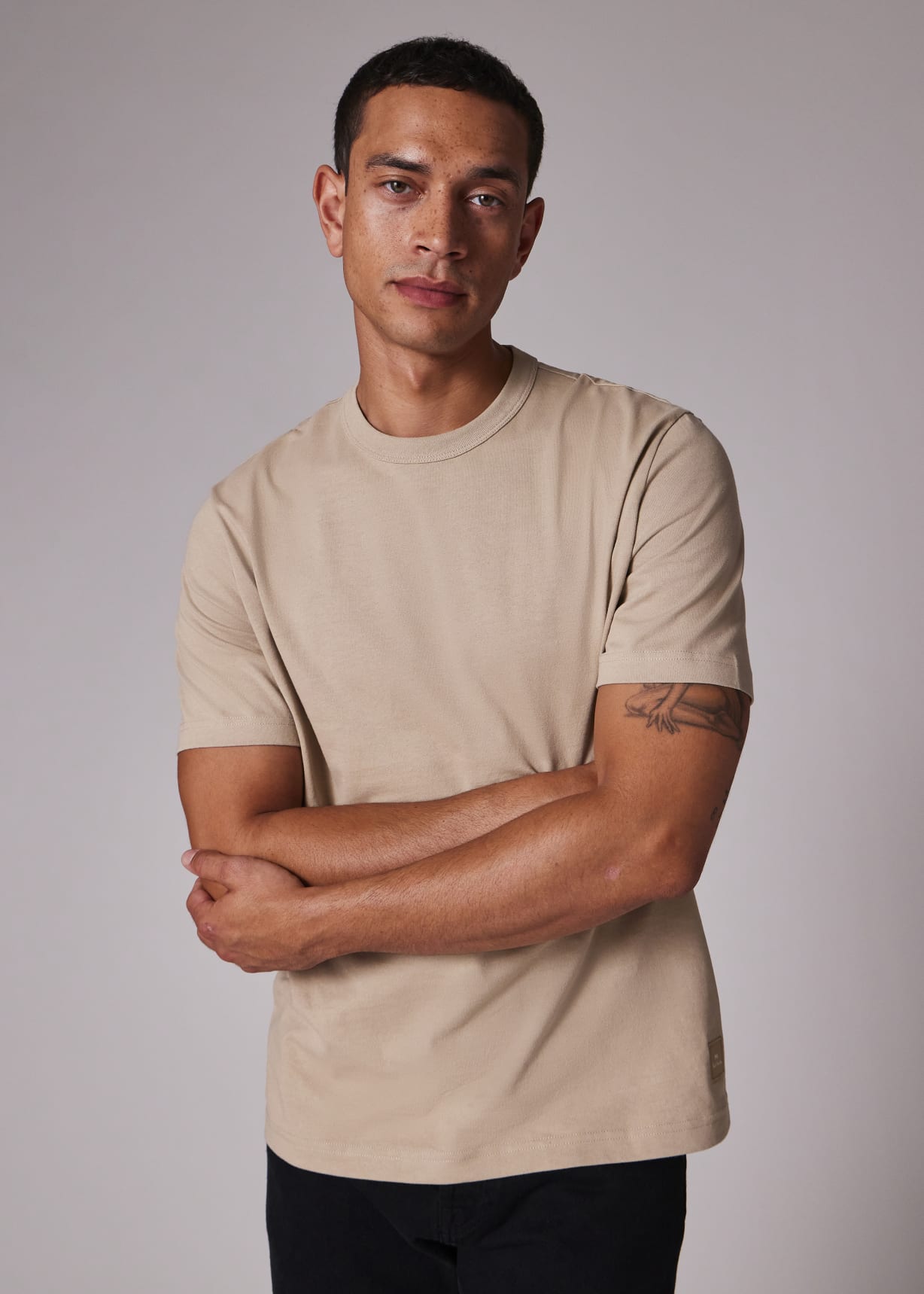 Men's Oatmeal Casual-Fit Organic Cotton T-Shirt